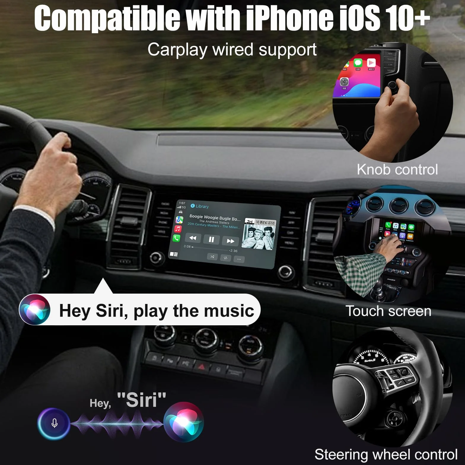 Adaptador Carplay Inalámbrico, Convertir Coche Pantalla Carplay con Cable a Carplay inalámbrico, USB Carplay Compatible con Coches a Partir de 2016 y Teléfonos iOS 10+