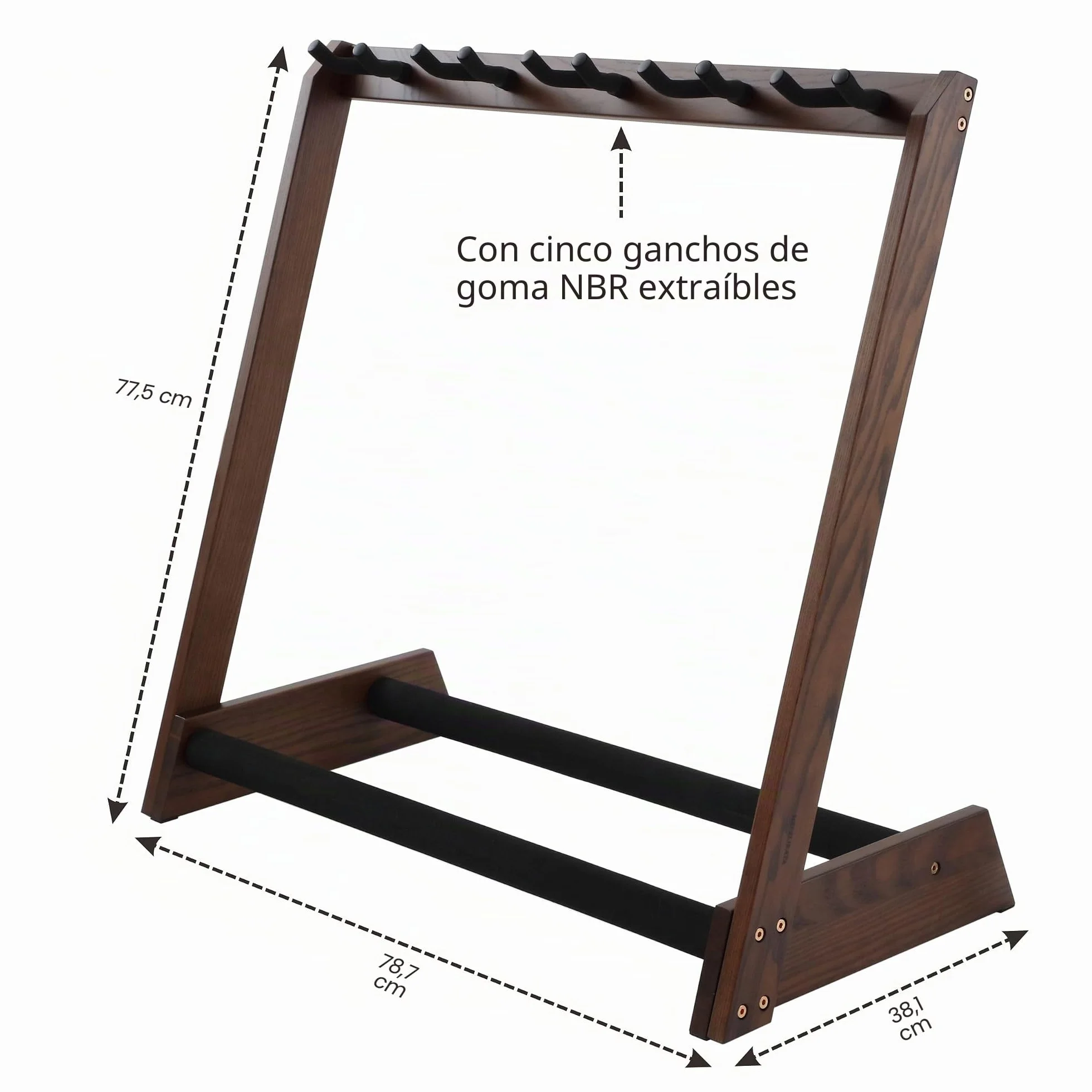 Nefelibata Soporte multiusos para guitarra, 5 soportes, soporte de madera para guitarras y fundas, guitarras eléctricas, acústicas, bajos, violonchelos, fresno alemán