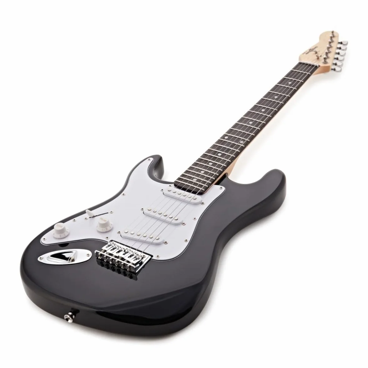Guitarra eléctrica zurda tamaño 3/4 para principiantes con amplificador de 10W y accesorios, negro