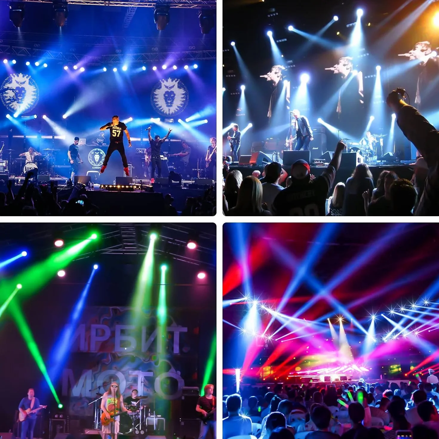 4 unidades 150W Cabeza Móvil LED Luces de DJ 18 prismas giratorios luz Foco Luces de Discoteca 8 gobos con DMX512 para Fiesta Disco DJ Club Show Bar Boda