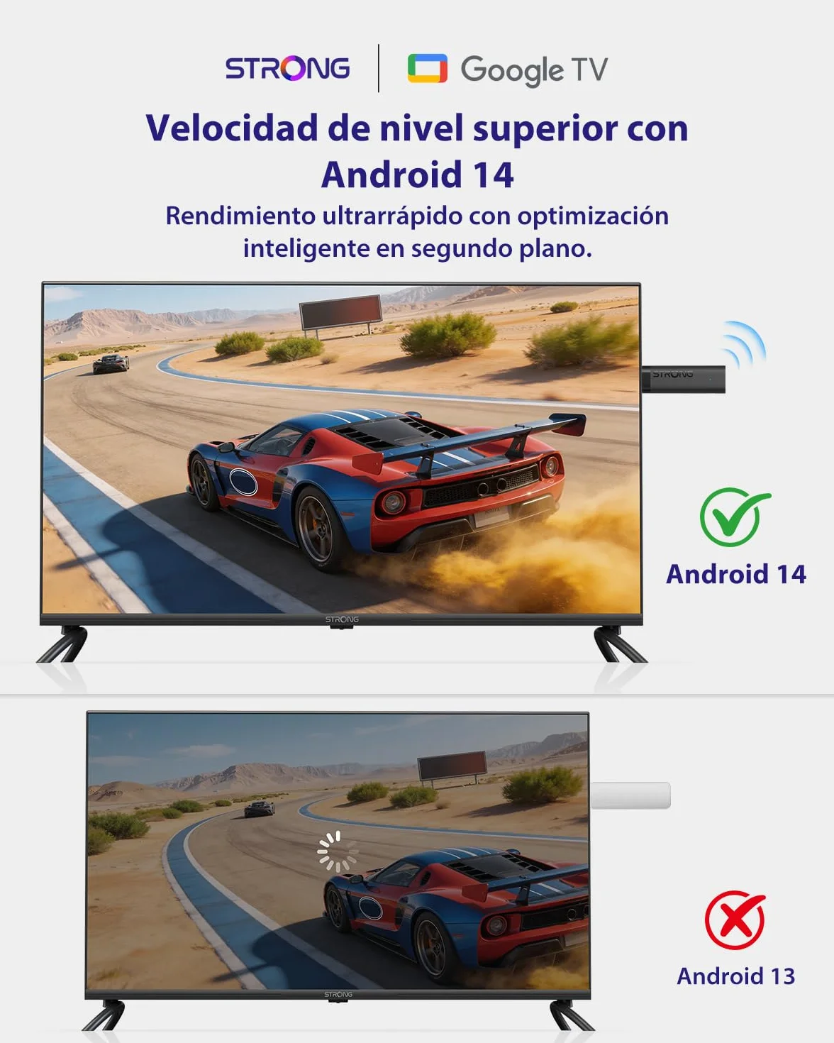 STRONG Leap-Nova-X TV Stick 4K UHD 2GB RAM 32GB Android 14 HDMI 2.1 Wi-Fi 6 Dolby Vision HDR10+