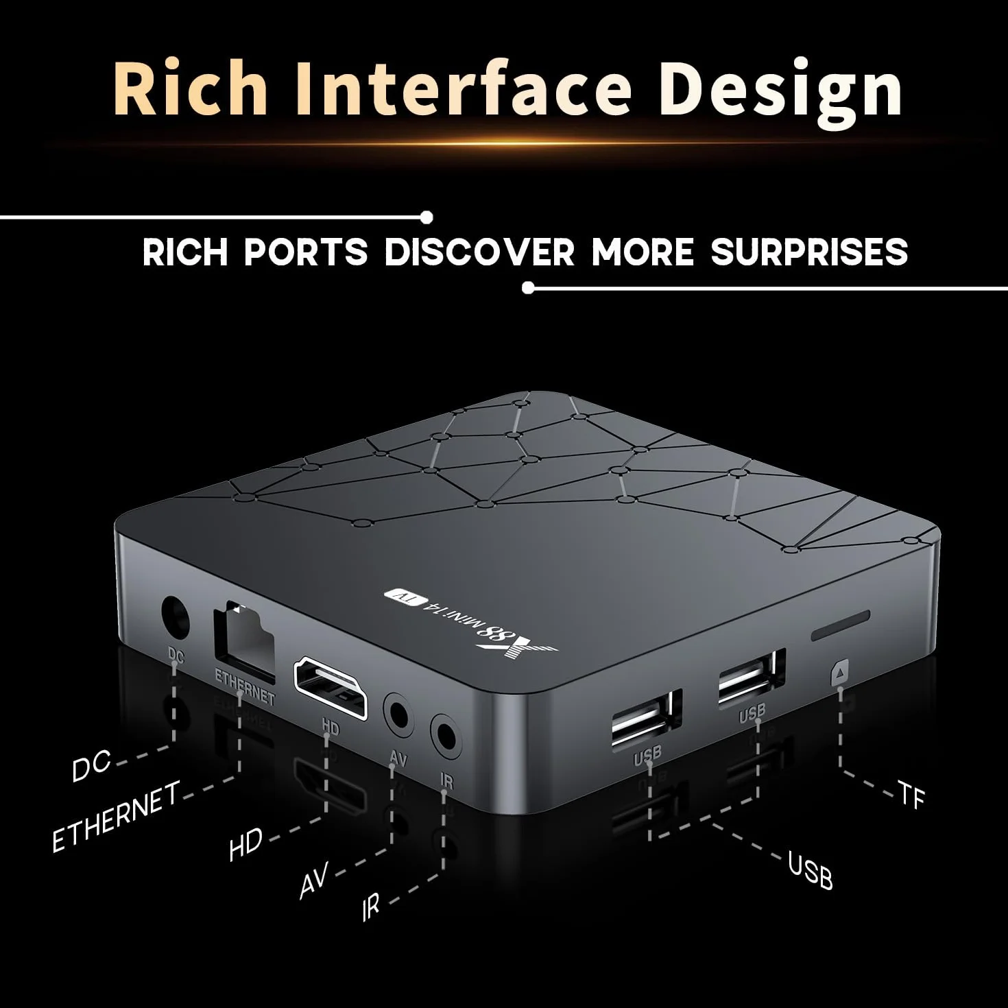 Android TV Box 4K HDR10 RK3518 Quad-Core 14,2GB RAM 16GB ROM WiFi 6 Bluetooth 5.2 Control por Voz