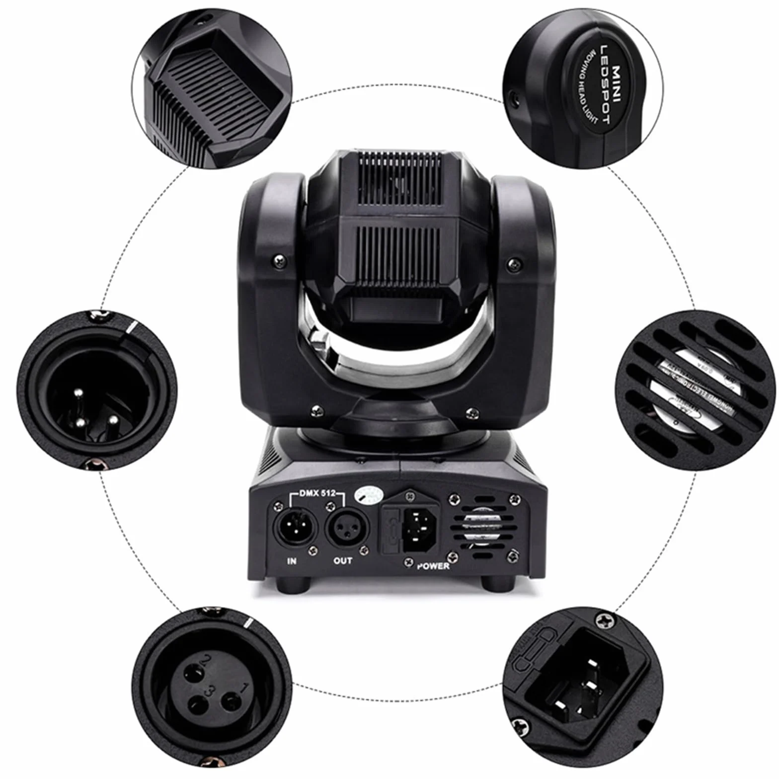 Lyre Led, UKing 50W Cabeza Móvil con Control Remoto DMX 512 Iluminación Disco DJ Luz 8 Gobos 8 Colores Sono/Auto/Master Slave/Estroboscopio para DJ Fiesta KTV Bar Club
