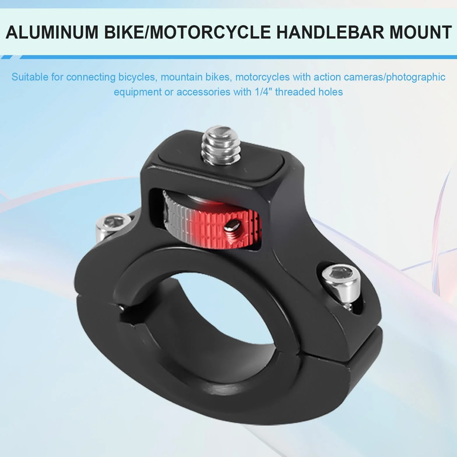 Soporte para Cámara de Bicicleta Motocicleta, Aluminio Giratorio de 360 Grados Antirretroceso Bicicleta Soporte para Manillar para GoPro Insta360 dji Osmo y Luz de Relleno (22-32mm)