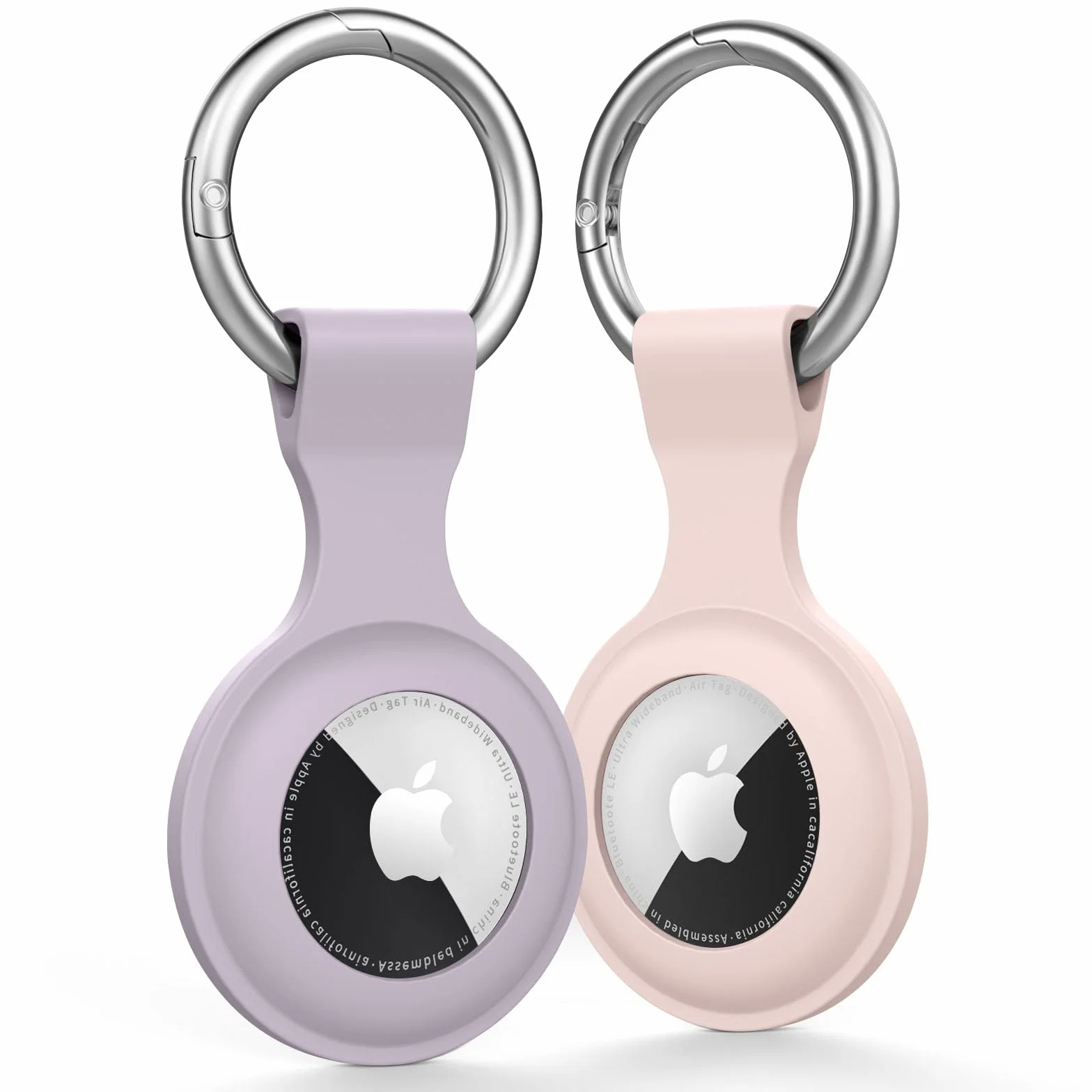 Meliya Funda para AirTag Llavero 2 Piezas Protectora de Silicona Anti-Perdida Violeta Rosa