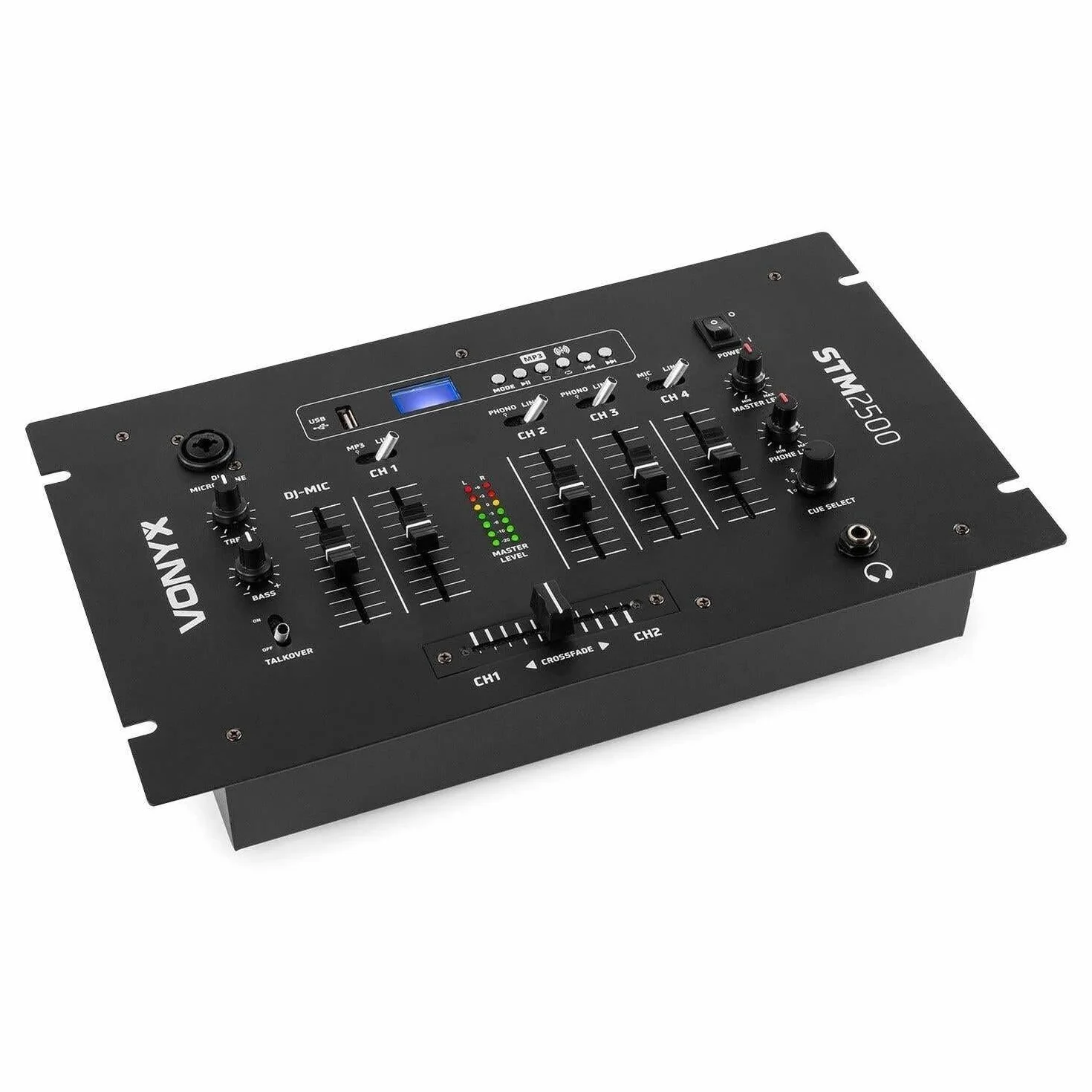 Vonyx STM2500 Mezclador Mezclador de Audio de 5 Canales con USB, Reproductor MP3 y Bluetooth Mezclador para DJ Principiantes, Conexión de Micrófono con Función Talkover para Músicos, DJ, Cantantes