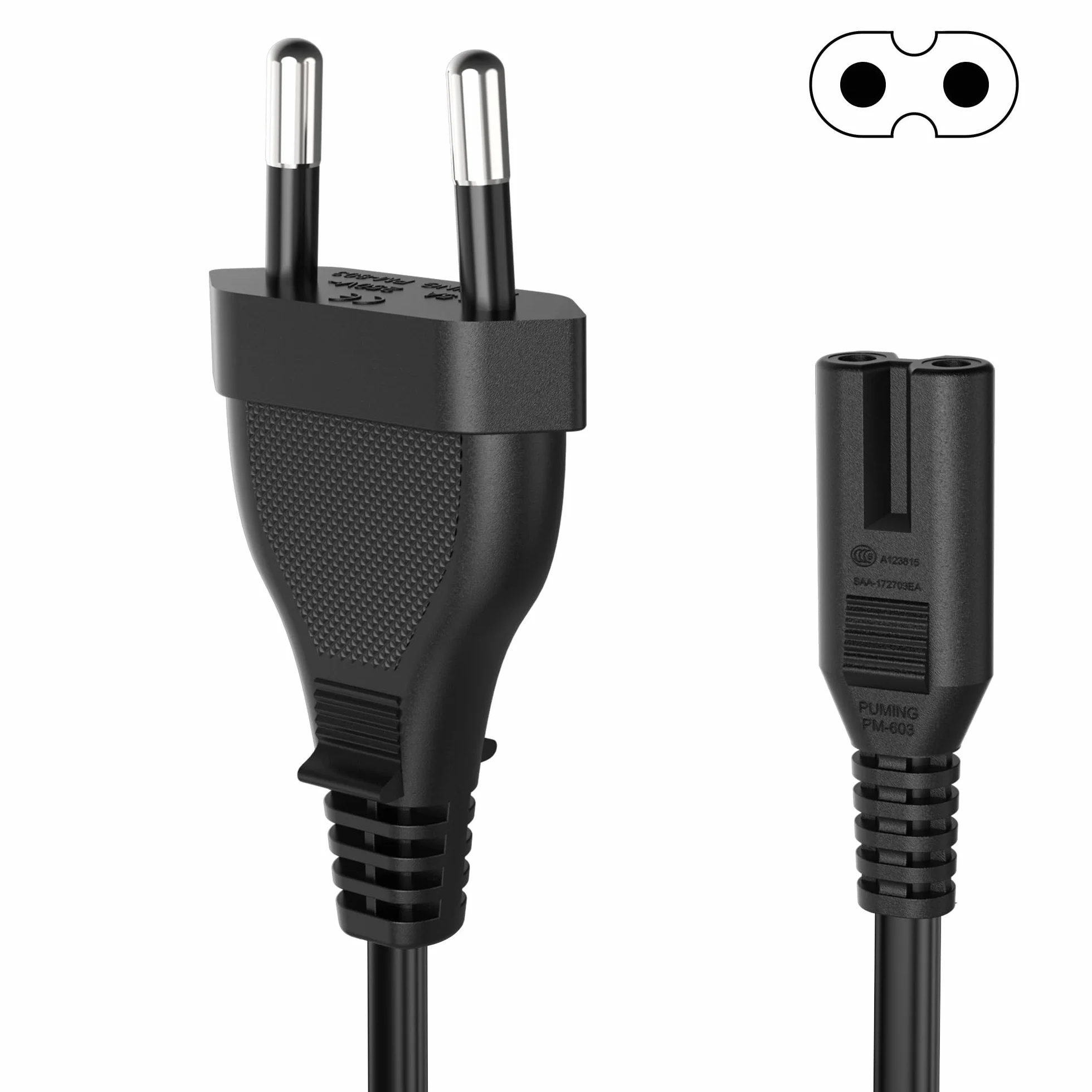 Meliya Cable de Alimentación Euro Conector en Zócalo Cable C7 Euro 8 Cable para Pequeños Electrodomésticos TV,DVD,Monitor,PS5/ PS4/ PS3/ Xbox Series X/S(2M)