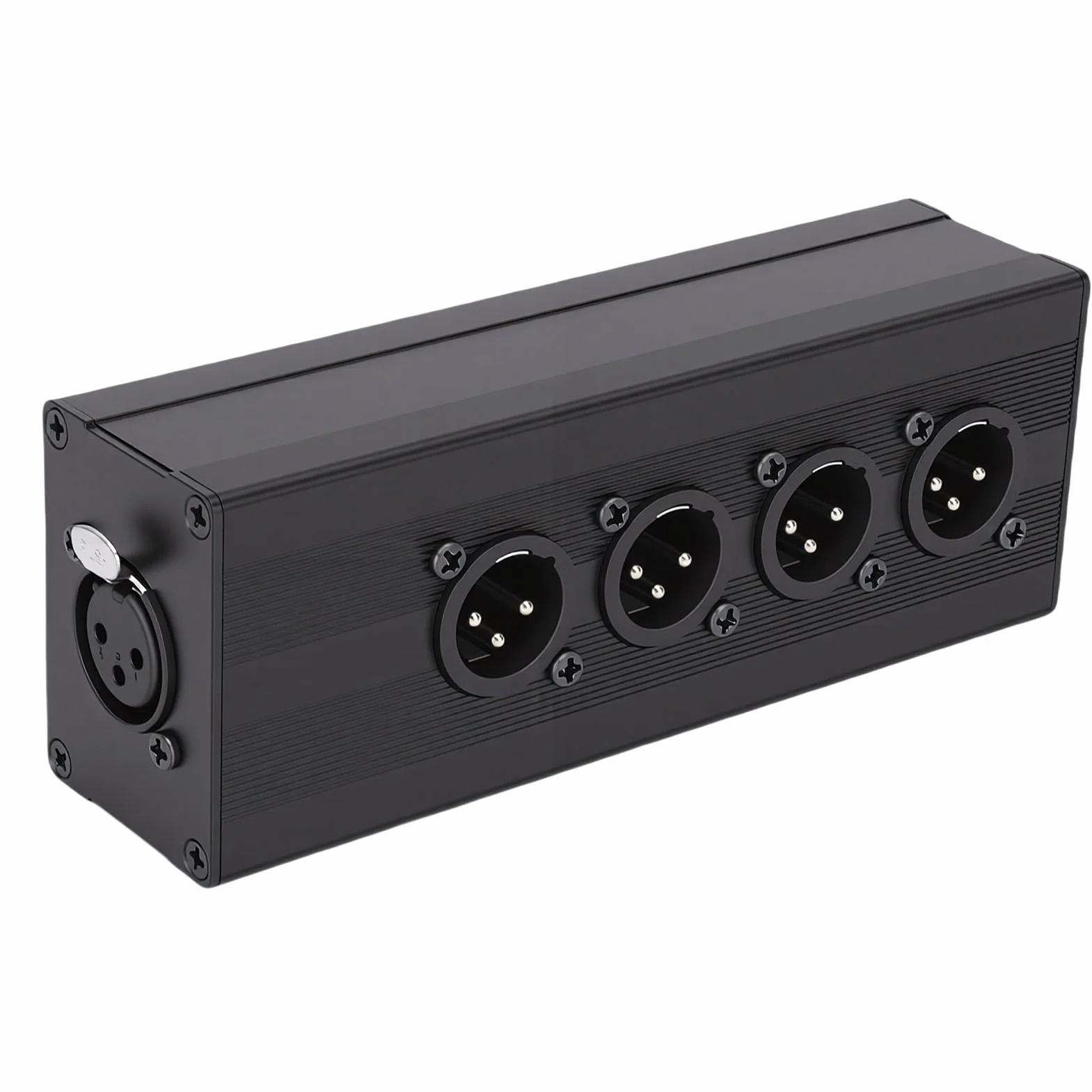 Topiky Caja Divisora ​​XLR de 3 Pines, 1 Hembra a 4 Macho, Conexión Paralela 1 en 4 Salidas, Convertidor Adaptador de Audio Balanceado para Mezclador de Micrófono, PA, Equ