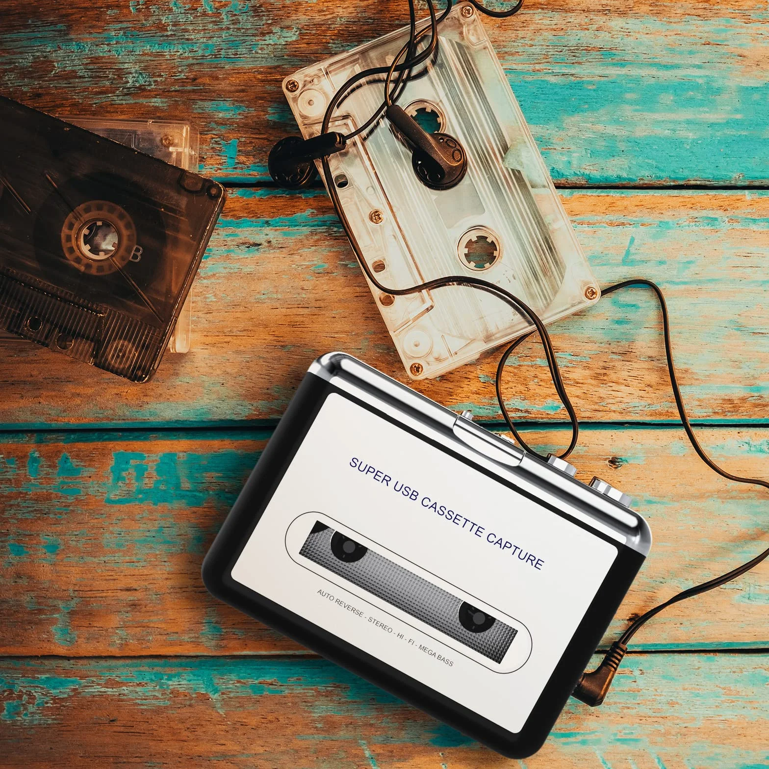 DIGITNOW! Reproductor USB de casete convertidor a MP3 con enchufe hembra de 3,5 mm