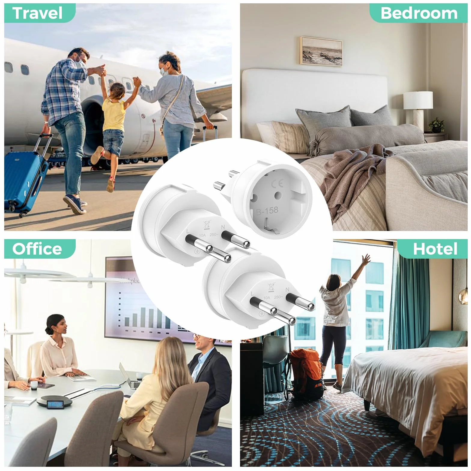 Adaptador Enchufe Suiza 3 Piezas Adaptador Enchufe Europeo/España a Suizo, Adapter de UE a Switzerland, Tipo C/E/F a Tipo J para Maldivas, Ruanda, Liechtenstein