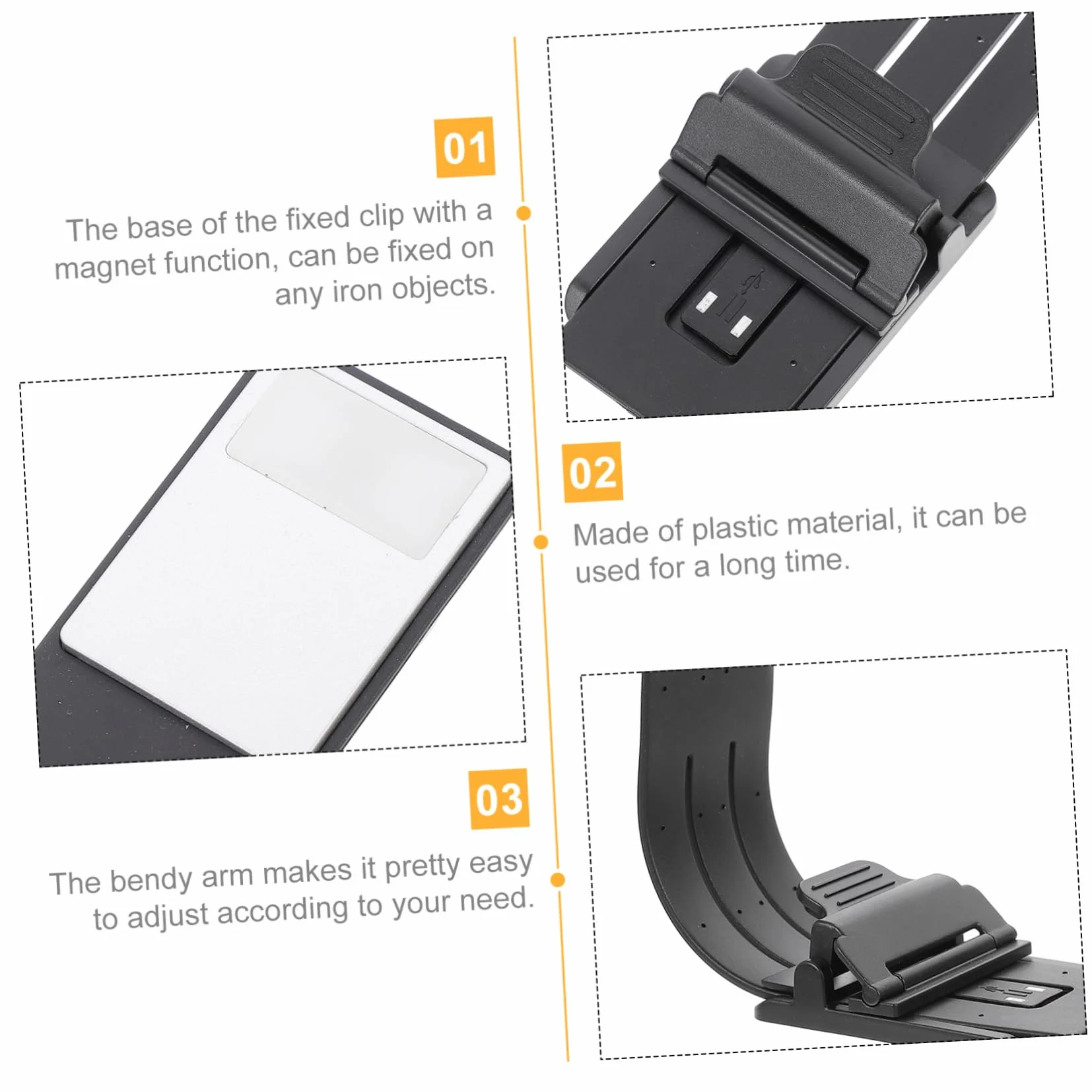 SHINEOFI Lámpara de Lectura Protección Ocular Recargable por USB LED con Clip Plegable de Plástico y Diseño Portátil para Lectura en Cama o Escritorio