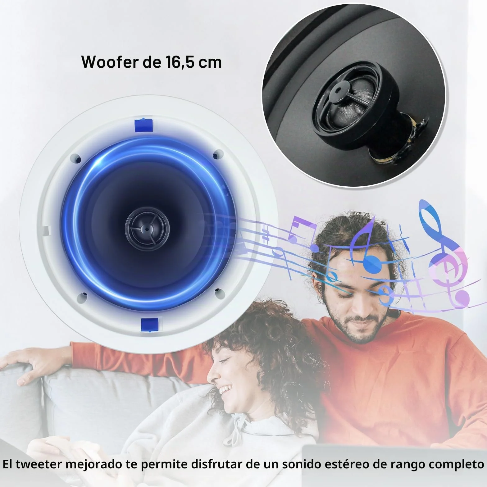 Herdio Altavoces de Techo 6,5 Pulgadas 640 Vatios Montaje Empotrado 2 Vías 4 Unidades