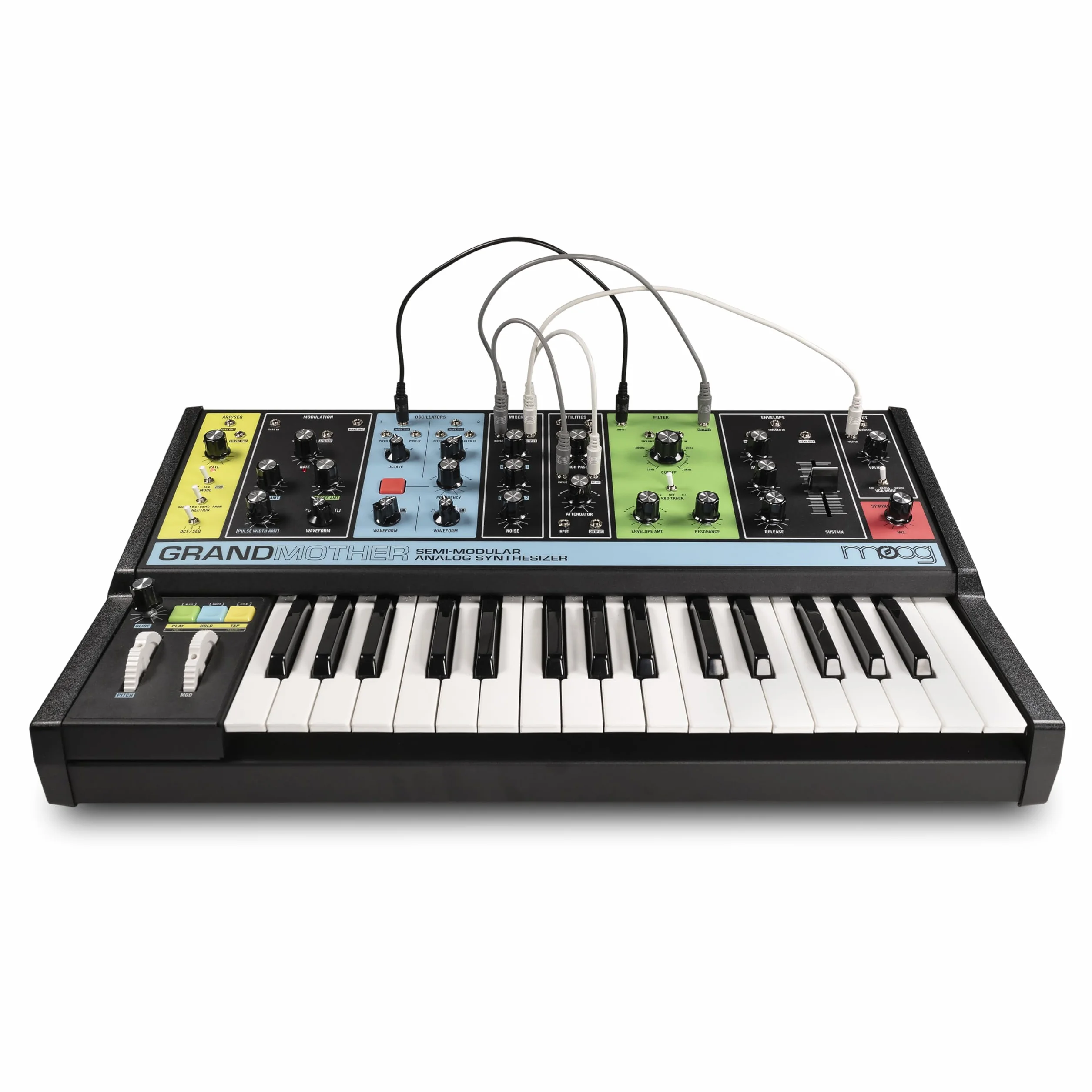 MOOG Grandmother - Sintetizador Semimodular de Teclado Analógico con 32 Teclas, Arpegiador, Secuenciador y Tanque de Reverb de Muelles Integrados