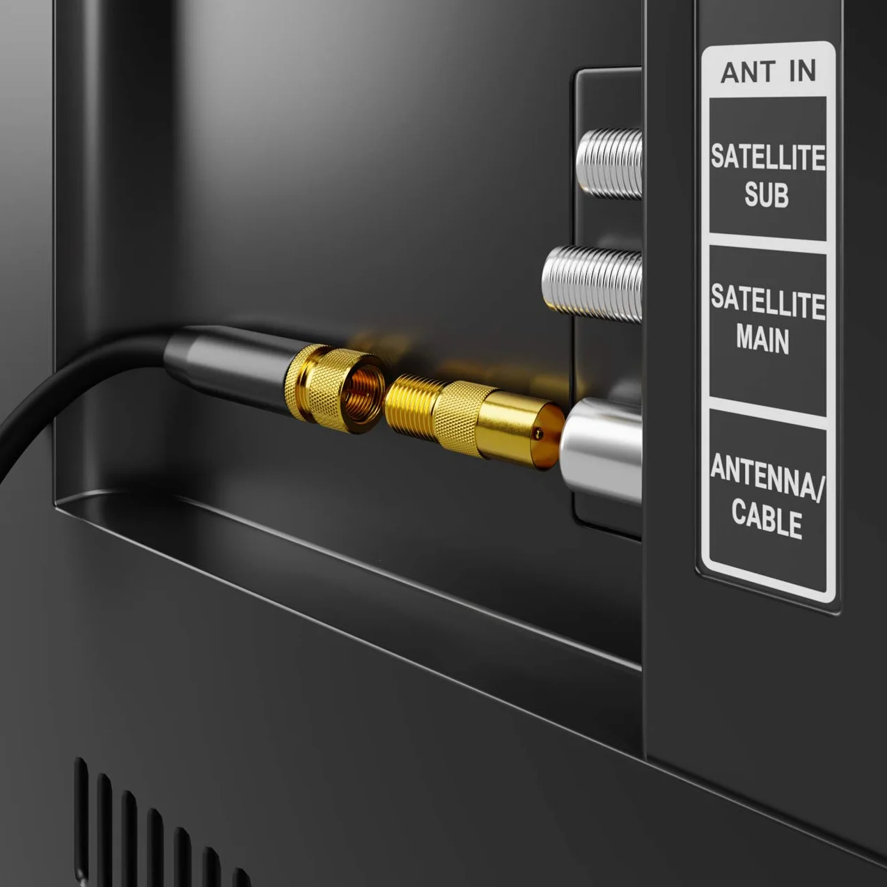 deleyCON Adaptador Sat Set F-Plug a Cable de Antena - Acoplamiento Coaxial F-Socket a 1x IEC Enchufe y 1x IEC Toma