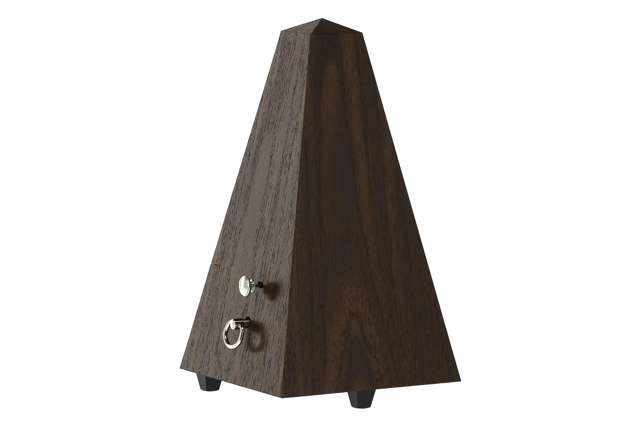 Wittner Metrónomo Taktell Forma de Pirámide Sistema Maelzel Serie 855 - Carcasa de plástico - Con campana - Veta de nogal - Mecánico para dar cuerda - No se requieren baterías - Hecho en Alemania