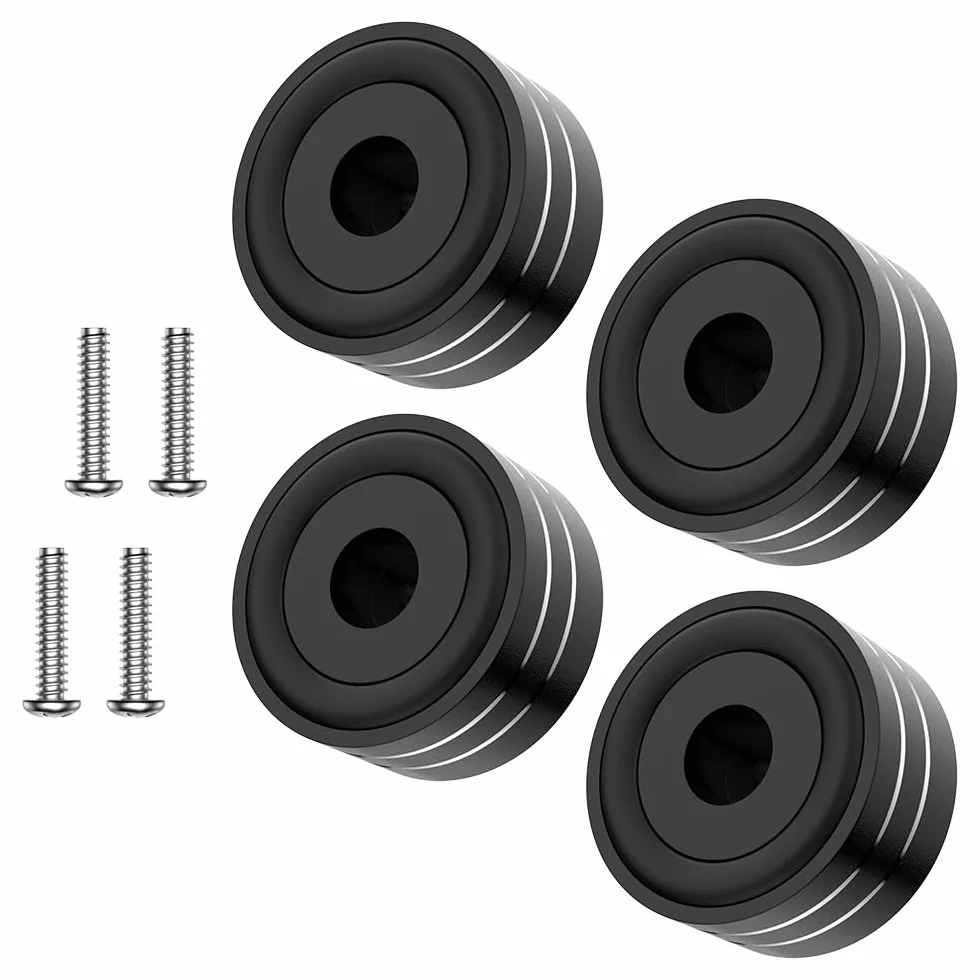 4 unidades de altavoces de gama alta 40x20 amortiguadores de audio vibración pies absorbentes con tornillos y arandelas negro
