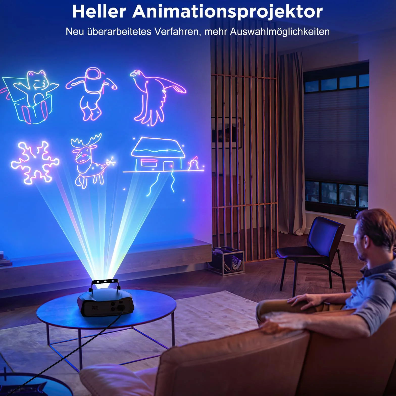 Luz de fiesta, luz de discoteca DIY de animación 3D con aplicación Bluetooth, luz de DJ y DMX512, adecuada para fiestas, clubes, bares, Halloween, Navidad