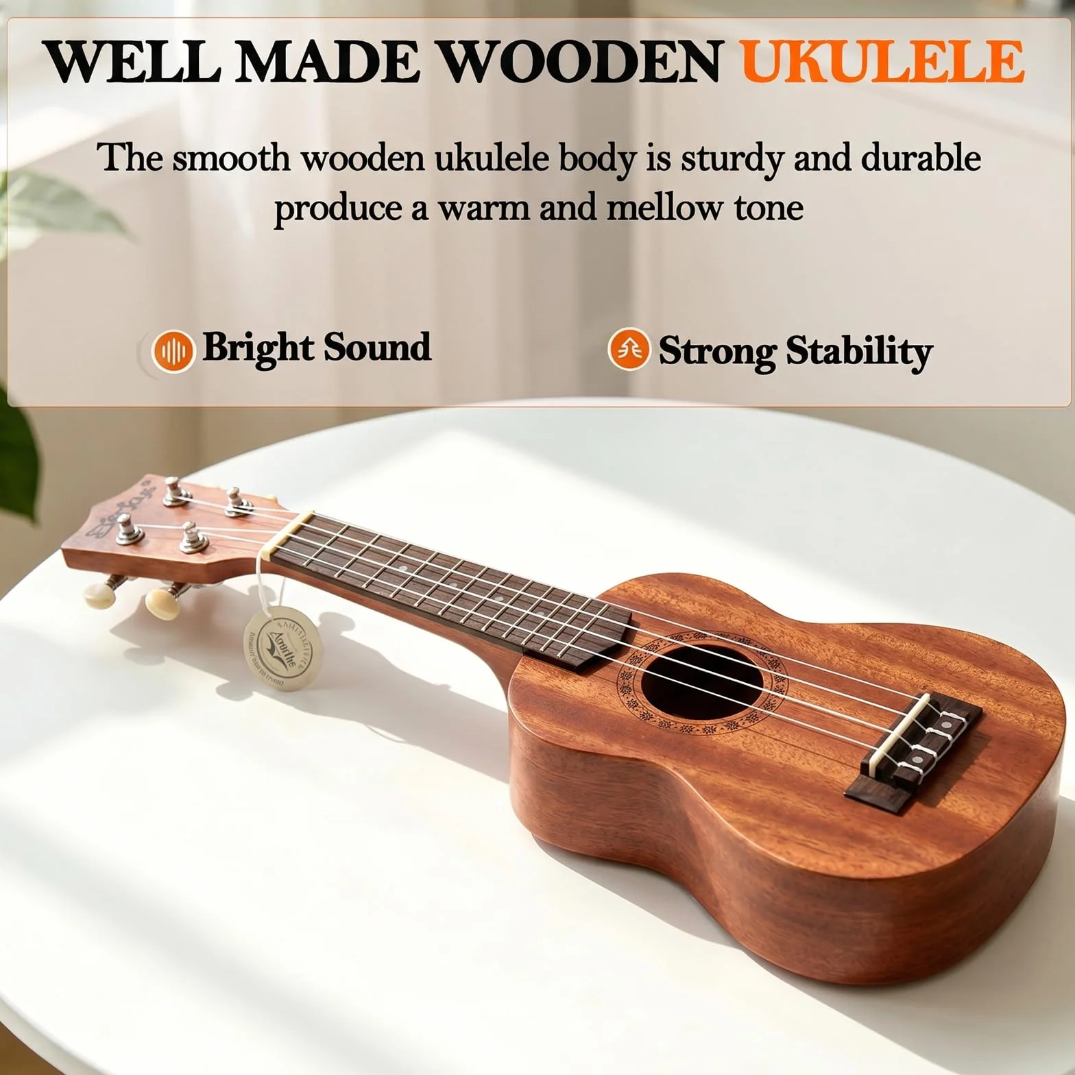 Kit de inicio de ukelele soprano de caoba - Profesional 21 pulgadas con afinador de correa de caja Cuerdas Aquila