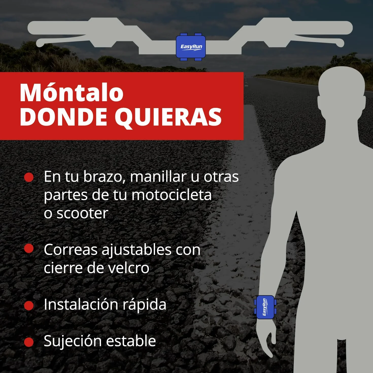 Soporte Moto de Silicona Compatible con Via-T, Bip&Drive, Pagatelia y Fulli – Funda Telepeaje Moto Splash Resistant con Correas Ajustables – Porta Peaje (Azul)