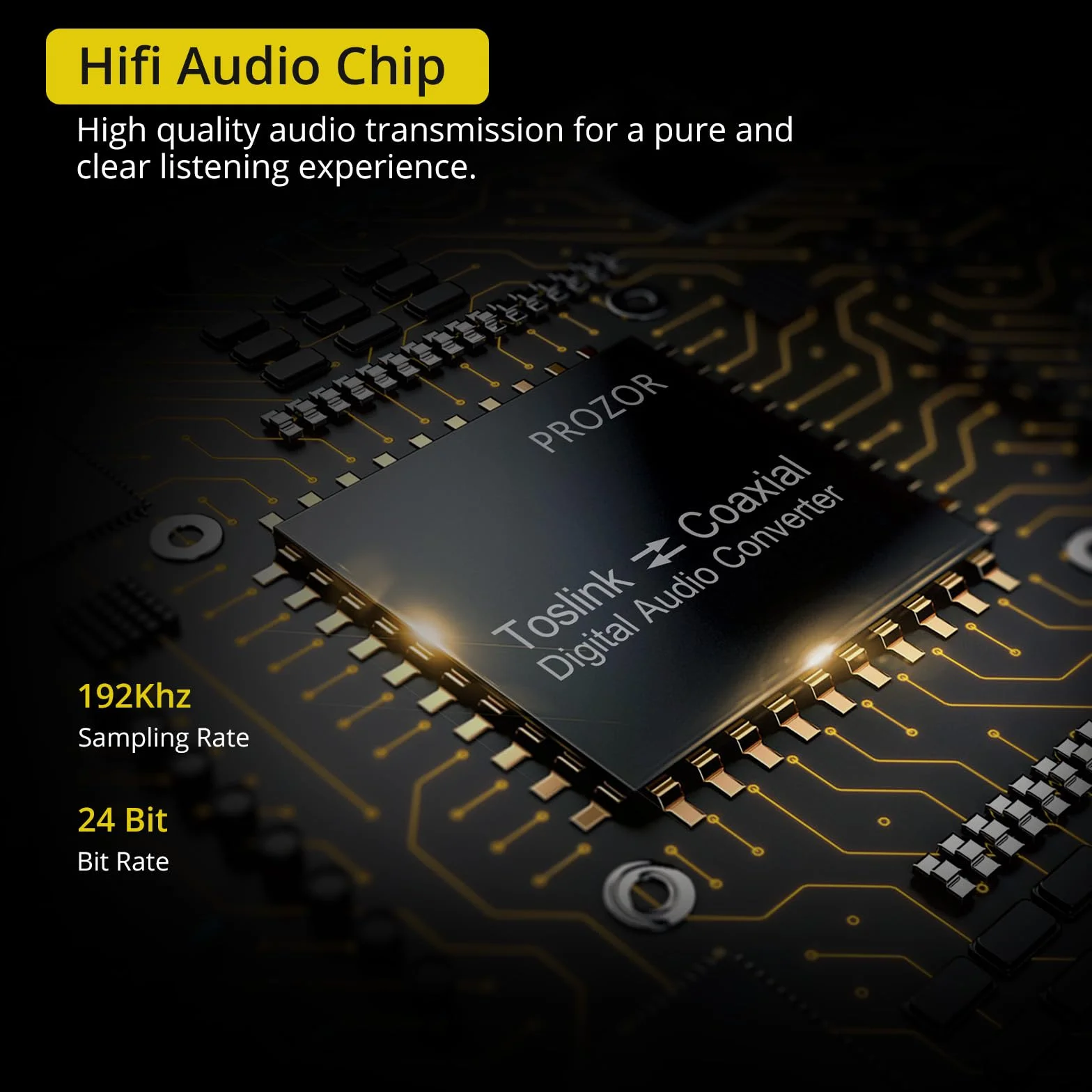 PROZOR Convertidor Audio Digital SPDIF Coaxial Óptico 192KHz DTS/Dolby-AC3 Divisor Bidireccional con Cable Óptico