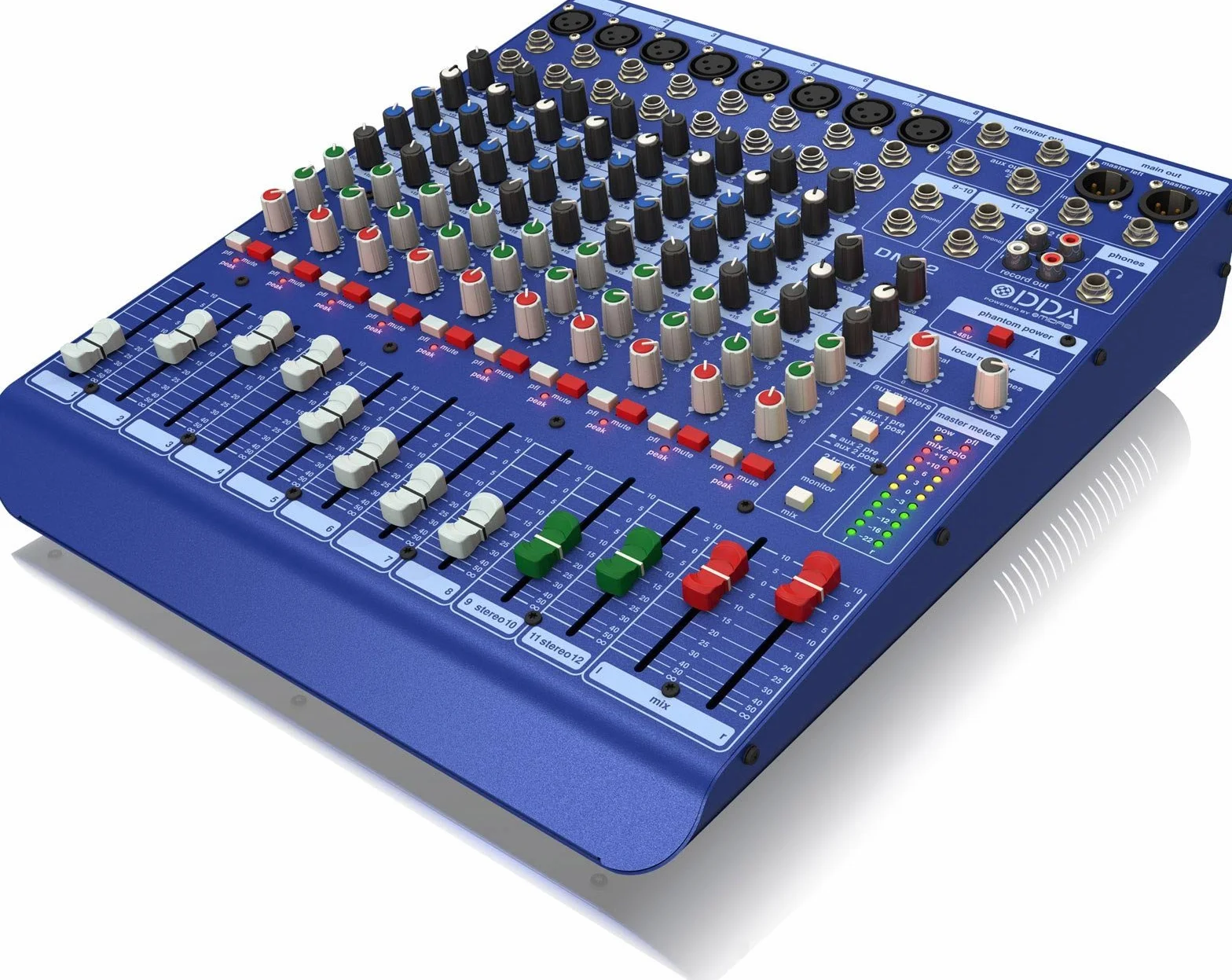 Mezclador de estudio y directo analógico Midas DM12 de 12 entradas con preamplificadores de micrófono Midas