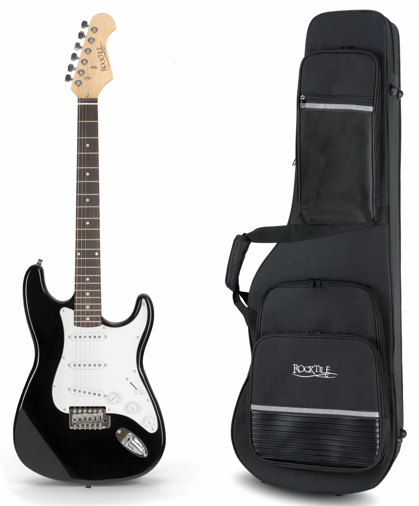 ROCKTILE Funda Premium para Guitarra Eléctrica - Gigbag con Acolchado Térmico Extra Grueso - Estuche para Guitarra Eléctrica con 3 Bolsillos Exteriores Grandes para Partituras Y Accesorios