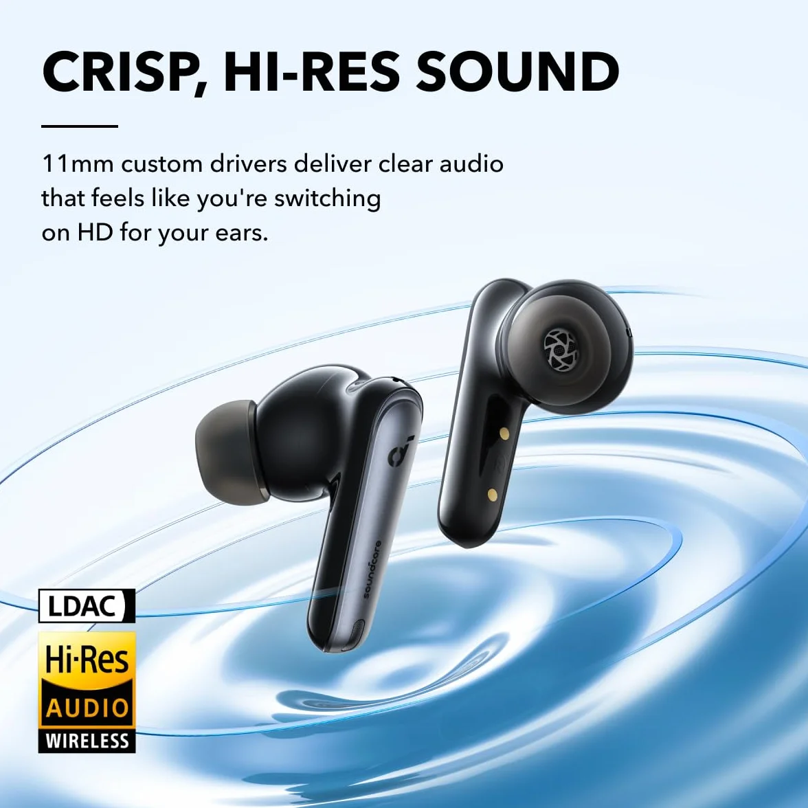 Soundcore by Anker Liberty 4 NC Auriculares Inalambricos Bluetooth, 98,5% Reducción del Ruido, Cancelación Ruido Adaptable a oídos y Entorno, Hi-Res Audio, 50 Horas, Carga inalámbrica, Bluetooth 5.3