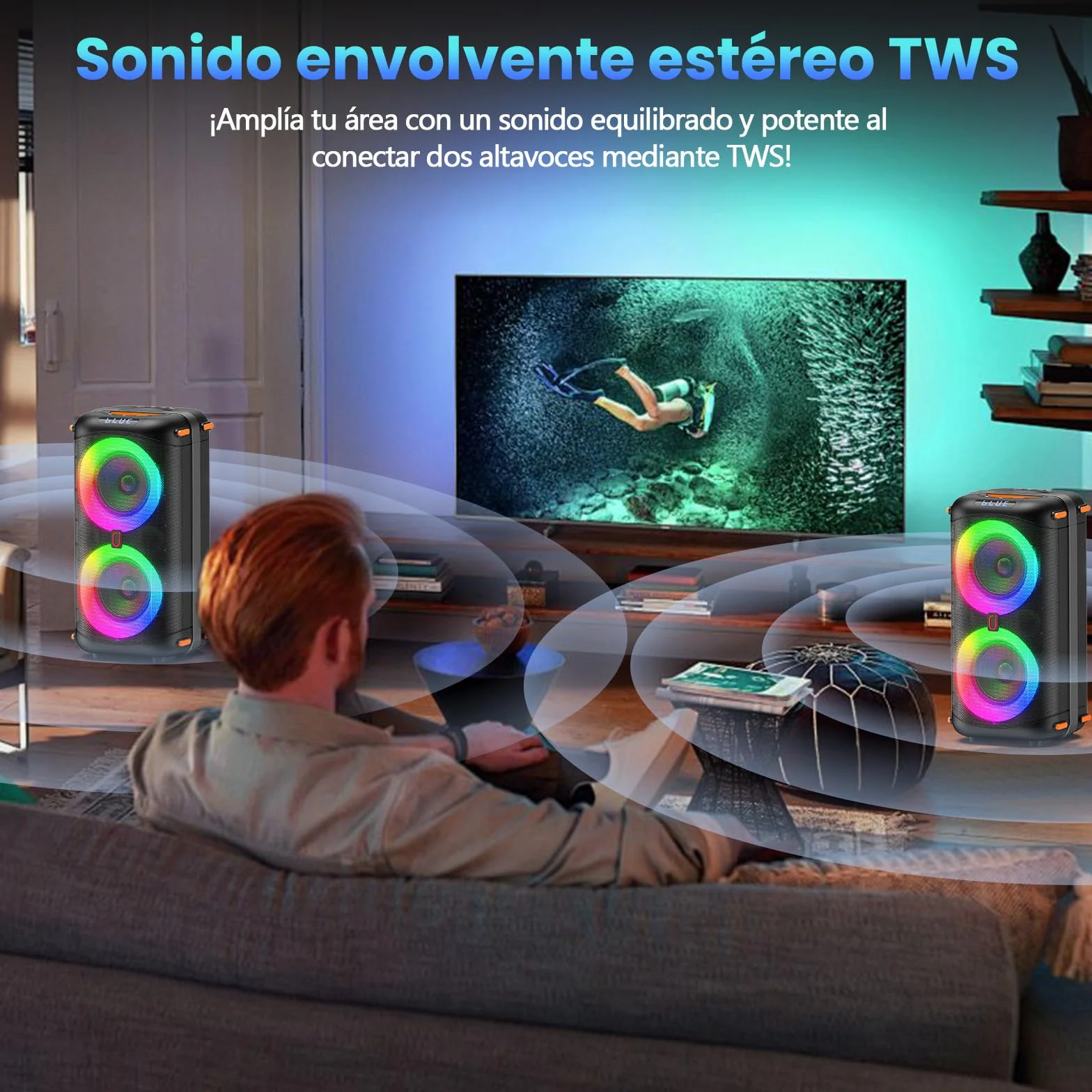 HWWR Máquina Karaoke, Altavoces Bluetooth portátiles con 2 micrófonos inalámbricos para Adultos, Sistema Caja Karaoke PA con Luces de Discoteca para Grandes Fiestas, Soporte TF/USB/FM/Rec/AUX