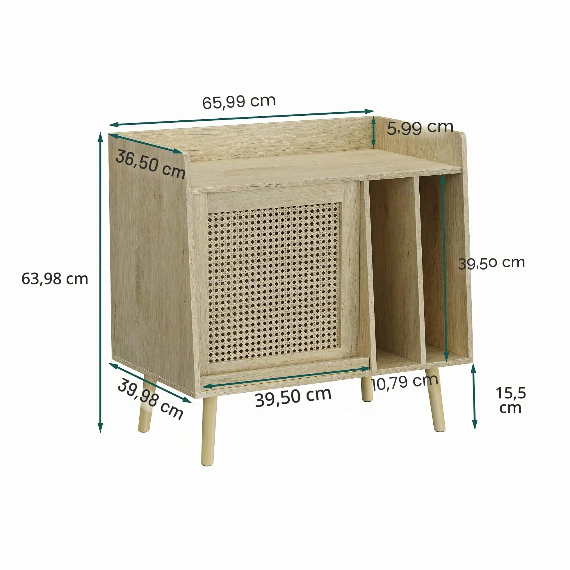 Semiocthome Soporte para tocadiscos con almacenamiento de vinilo, mesa de tocadiscos con puerta de armario de ratán, soporte para discos de vinilo con área de exhibición, mesa auxiliar con patas de