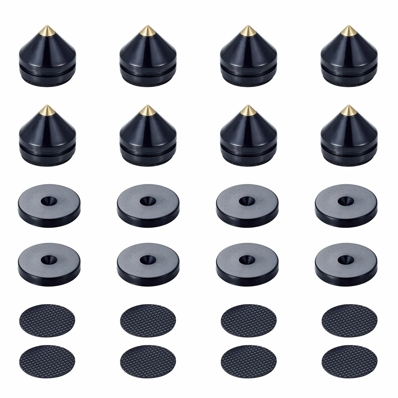 Puntas de desacoplo para Altavoces con diseño de Bolas de Acero de precisión, Soportes de Altavoz para CD Audio Subwoofer, 8 Piezas Spikes de desacople HiFi, Material: plástico ABS