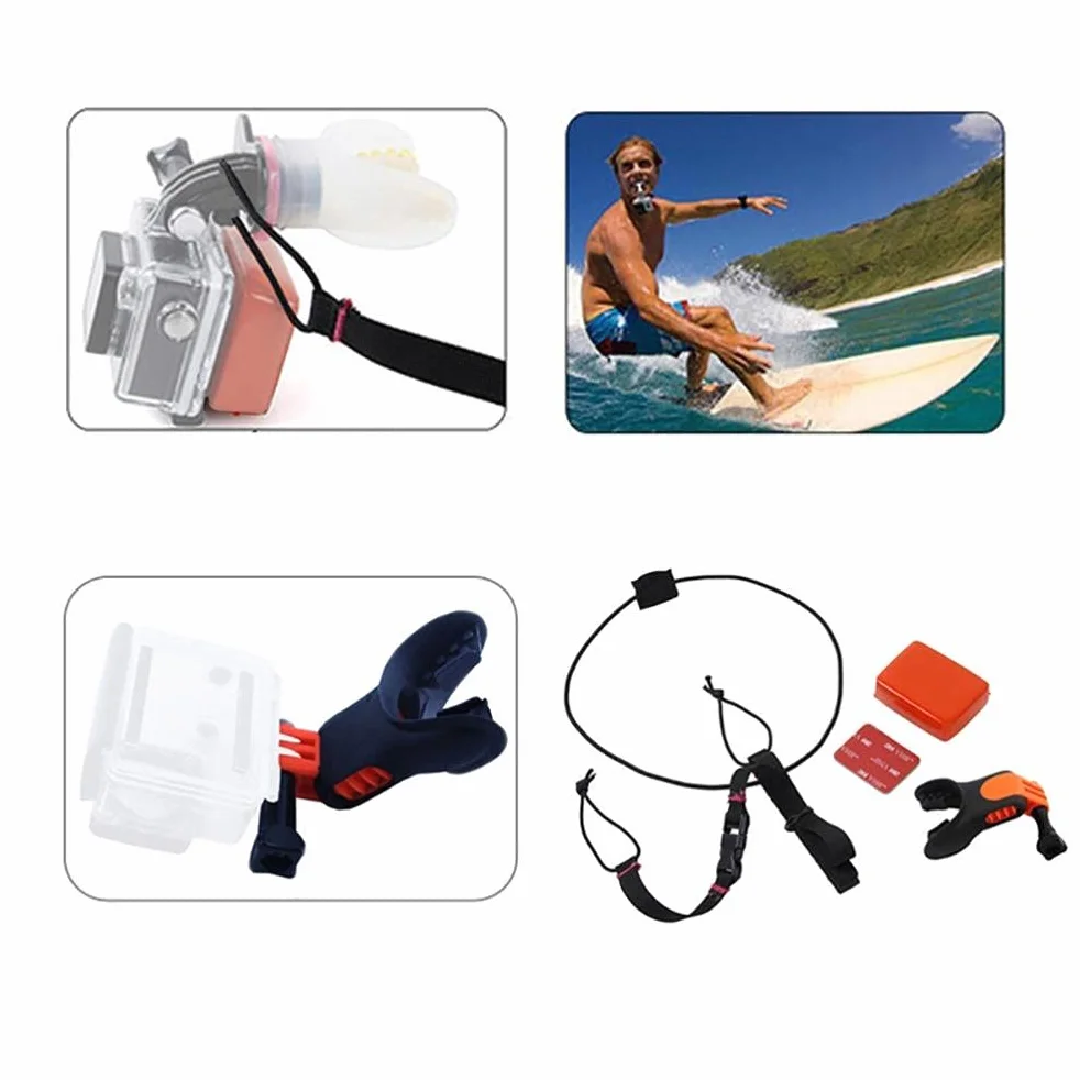 Boquilla de mordida de Surf, Soporte de Boca para Hero 7, 6, 5, Accesorios para cámara de Snowboard y Surf Submarino, Conector portátil, Boquilla de sujeción para Patinaje y Surf