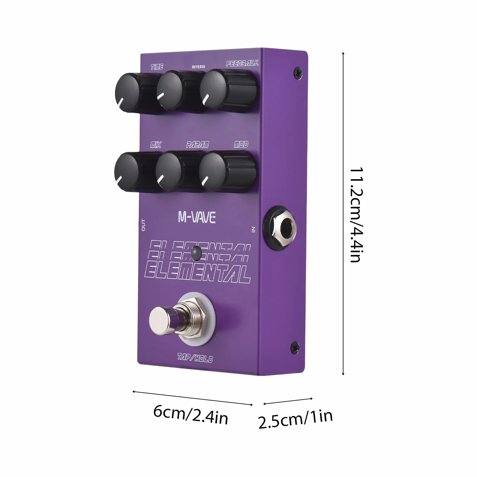Efecto de retardo ELEMENTAL - Pedal de efectos de retardo para guitarra, tipo/9 efectos de retardo, tipo/feedback, MIX/PARAM/MOD, botón DC 9 V, interfaz de entrada/salida de 6,35 mm, efecto de