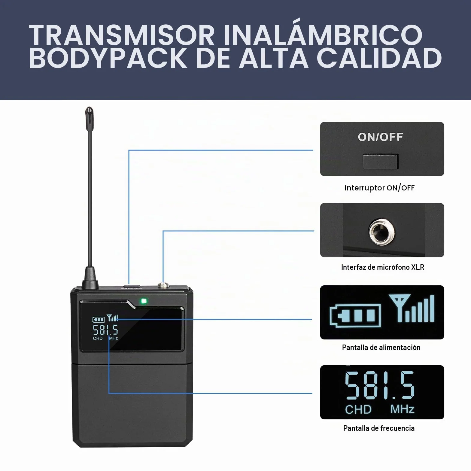 Depusheng R6 Juego de micrófono inalámbrico de 4 Canales con micrófono Lavalier y micrófono Auricular, Receptor de Metal, Ideal para Cantar, Karaoke, Fiestas, Bodas