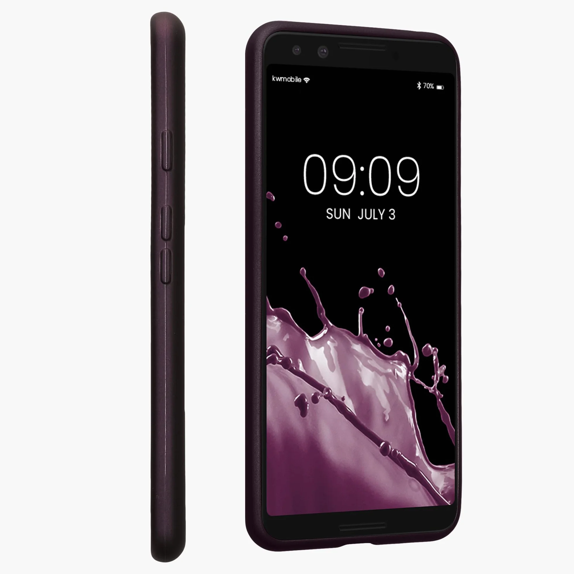 kwmobile Funda Google Pixel 3 Case TPU Silicona Ultrafino Antigolpes Carga inalámbrica Frambuesa metálico