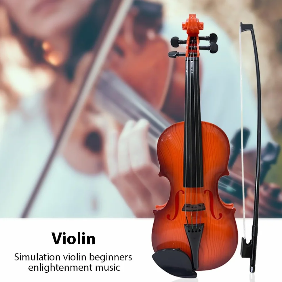 Violín simulado para principiantes, práctica musical, kit de instrumentos musicales, exquisita mano de obra, accesorios de actuación, regalos con cuerdas ajustables