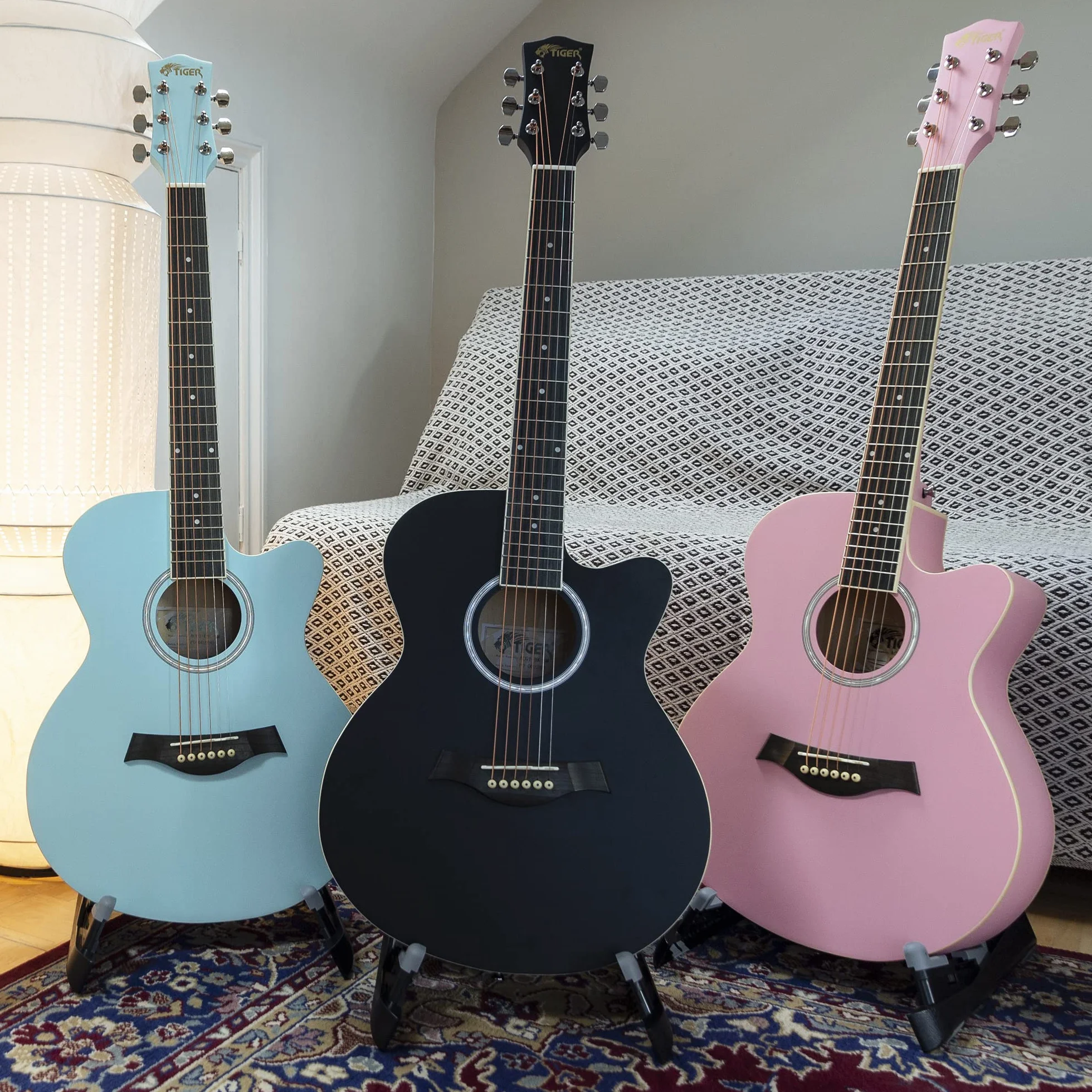 TIGER ACG1-LBL-SM Acoustic Steel String Guitar - Matte Baby Blue - Full Size Small Body Parlour Guitar for Ages 12+ Now Including 6 Months Free Lessons