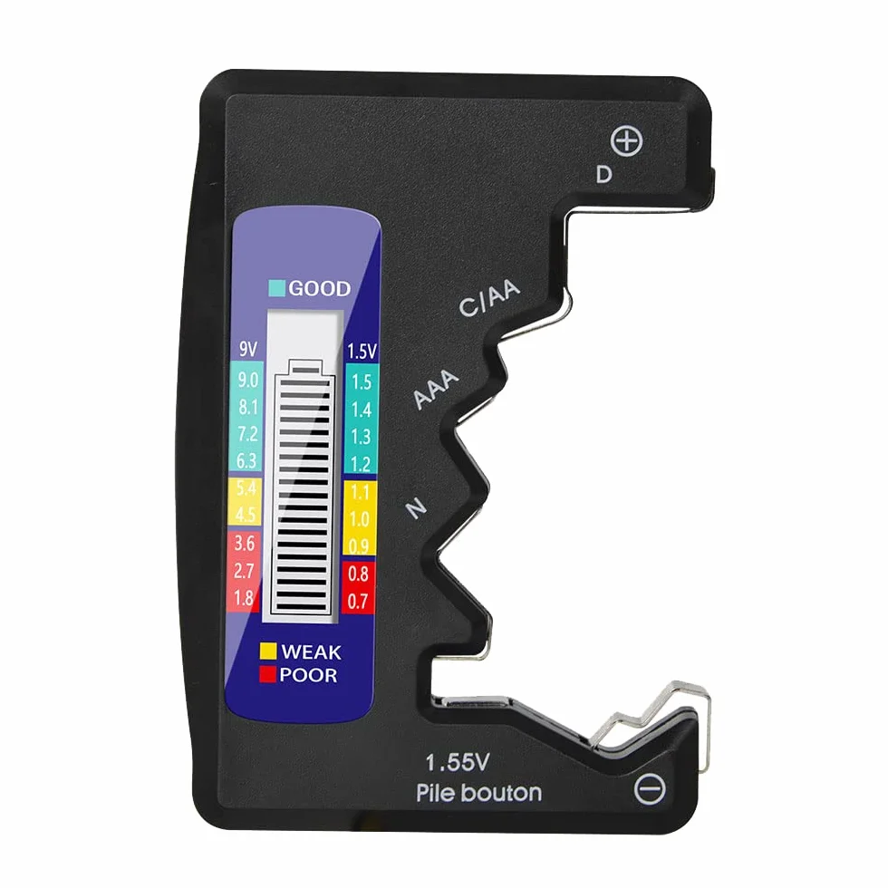 DollaTek 1.5V 9V Batería Digital AA AAA LR44 Probador Universal Capacidad De Batería De Litio Comprobador De Fuente De Alimentación Herramientas De Medición - Negro