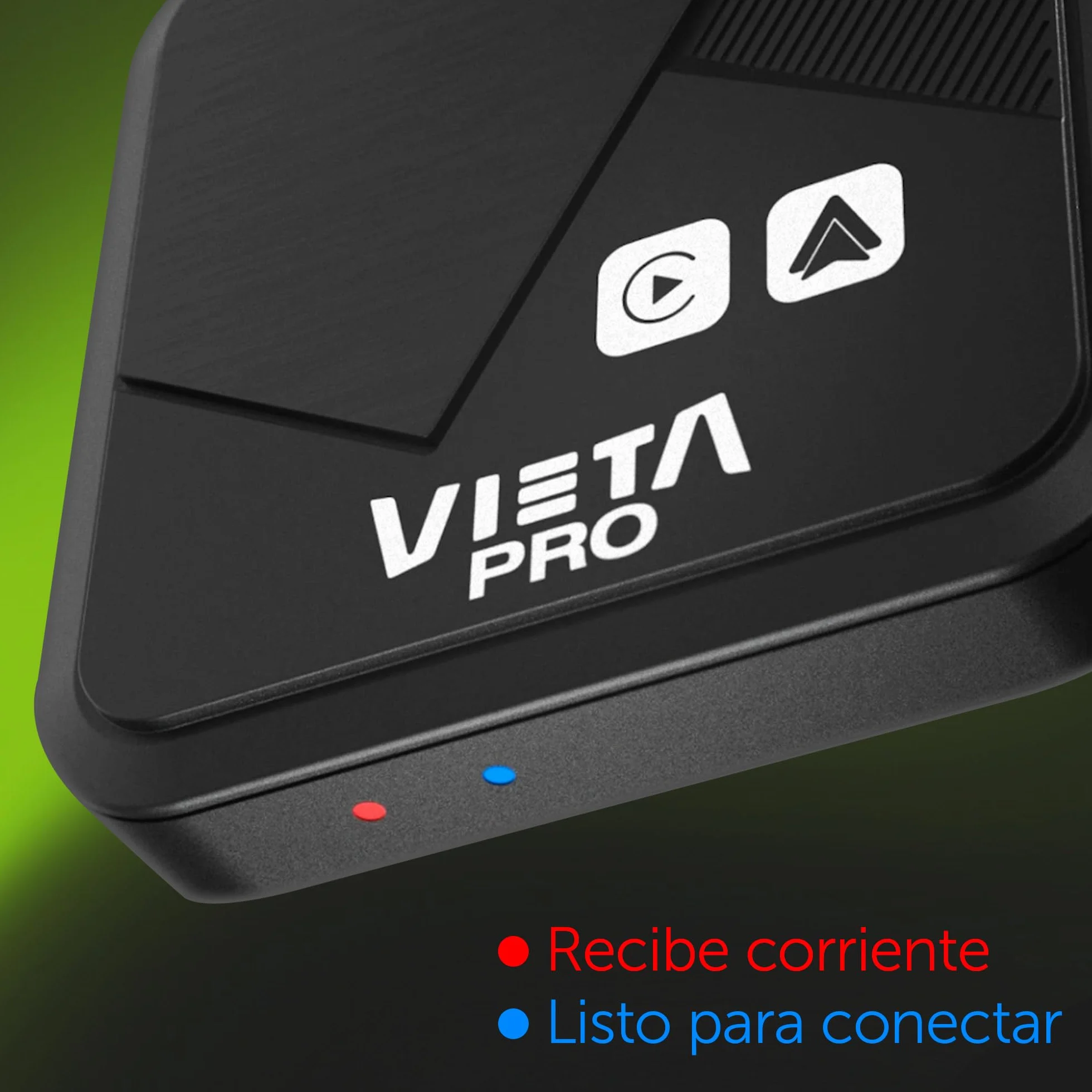 Vieta Pro | Adaptador CarPlay Inalámbrico y Android Auto para Coche sin Cables. Transformador Bluetooth 5.2, USB-C y WiFi para conectar el iPhone o el Smartphone sin Cables al vehículo | AirDrive