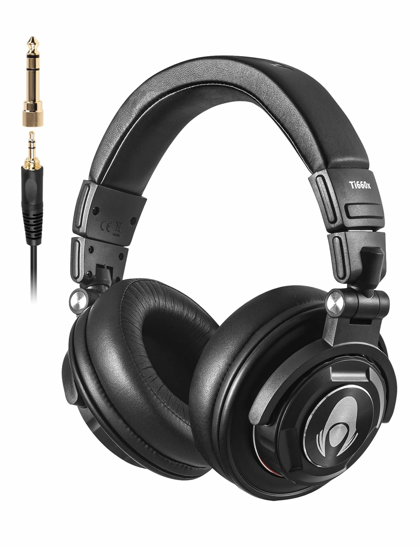 talomen TI660X Auriculares DJ con Cable,Auriculares de Estudio,auriculare con HD,50mm Controladores,Conector de 3.5 y 6 mm,Earphones de Ruido para pc Piano Guitarra AMP Grabación de Teléfono,Negro