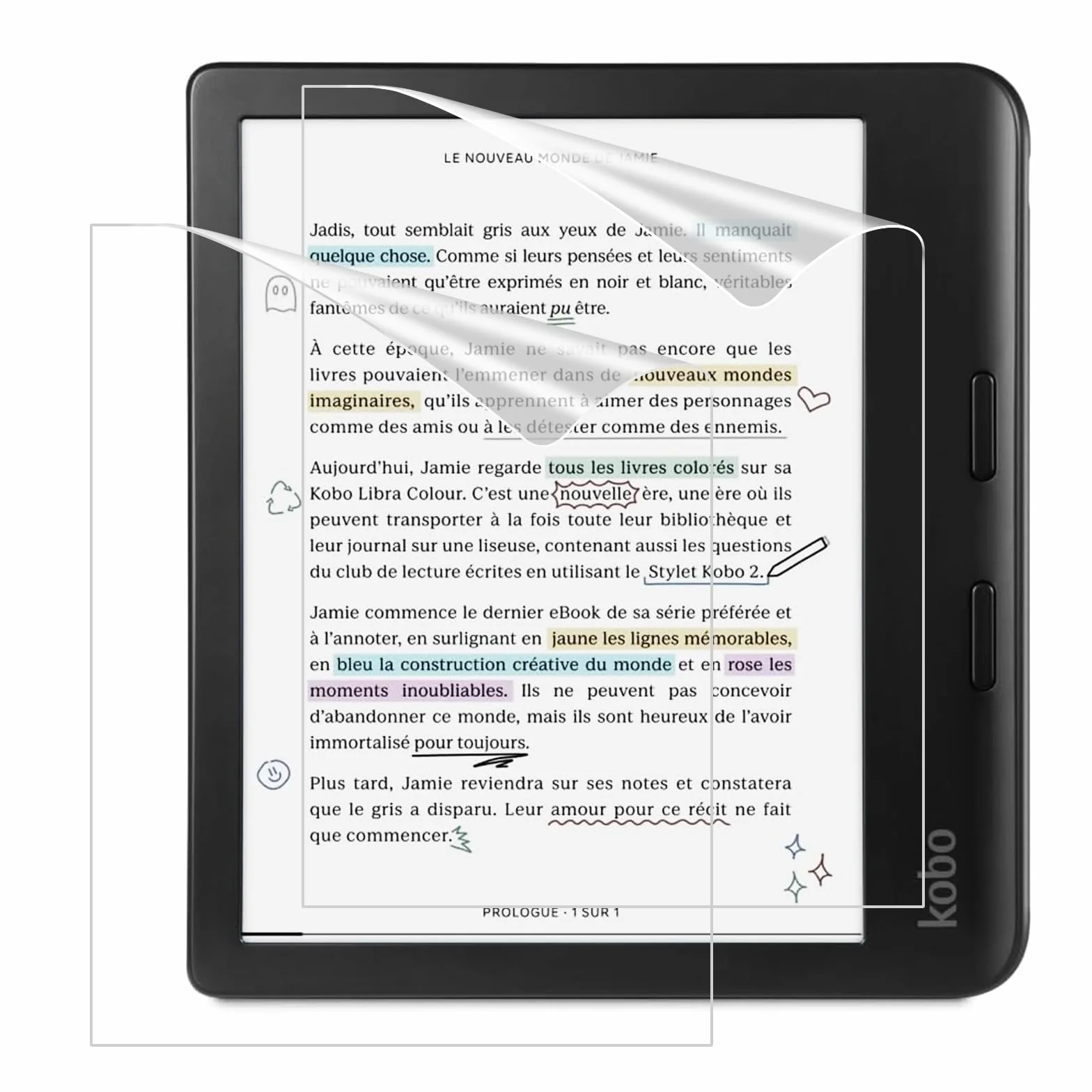 MoKo 2 Protectores de Pantalla Antirreflejos para Kobo Libra Colour 7" 2024/2025, Película Protectora Mate PET Cobertura Completa