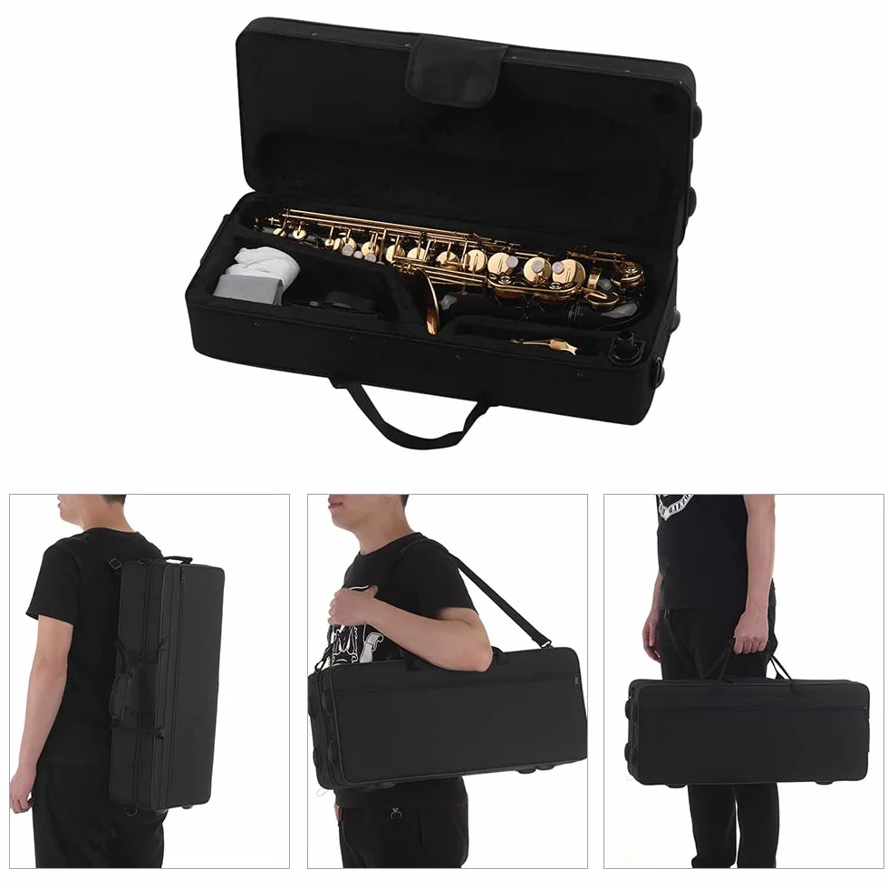 Saxofón Alto Mib de latón y llaves 82Z lacadas en dorado, con guantes acolchados, paño de limpieza, cepillo, correa de saxofón y cañas