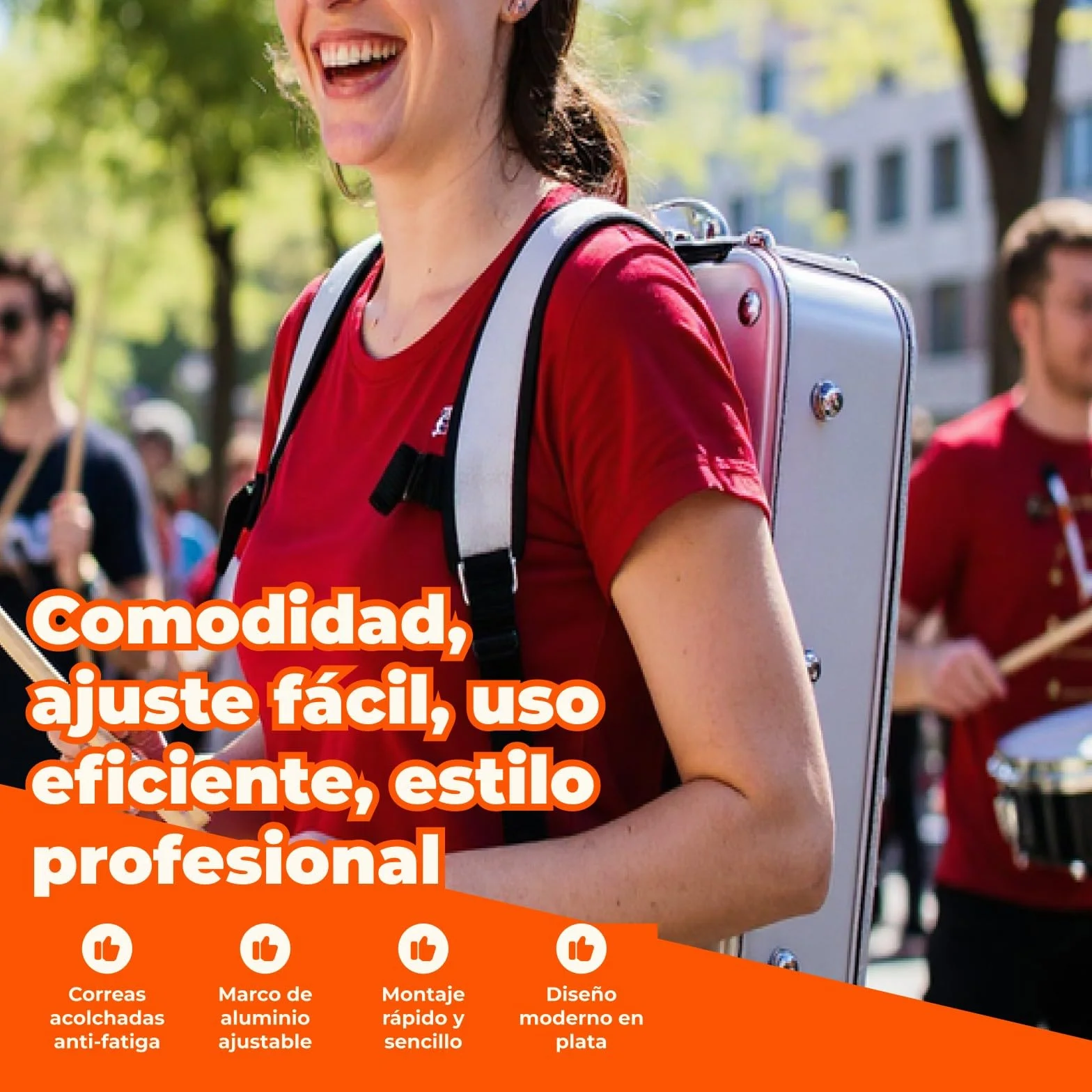 LOVIVER Soporte de Portador de Tambor de Caja Ajustable Piezas de Percusión de Aleación