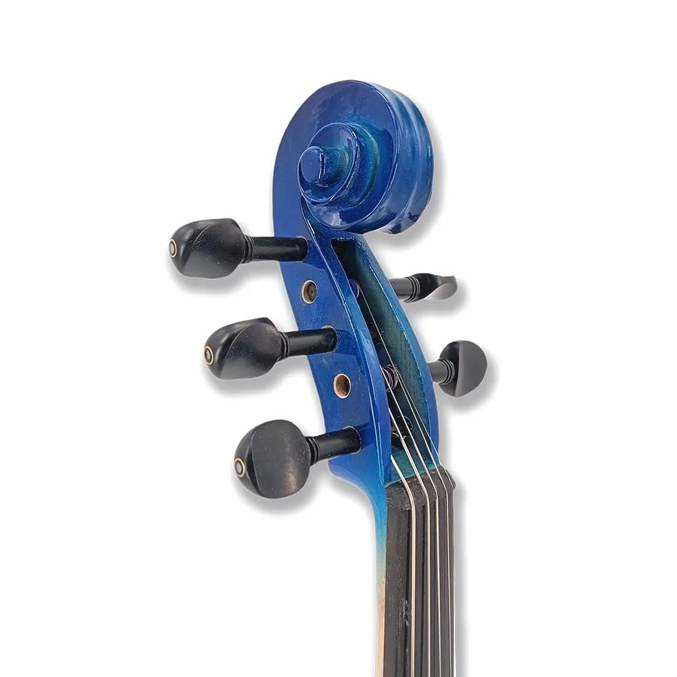Viola eléctrica azul 4/4 juego de viola silenciosa de tamaño completo para principiantes, adultos y adolescentes, viola de madera maciza con accesorios de ébano, kit de regalo para