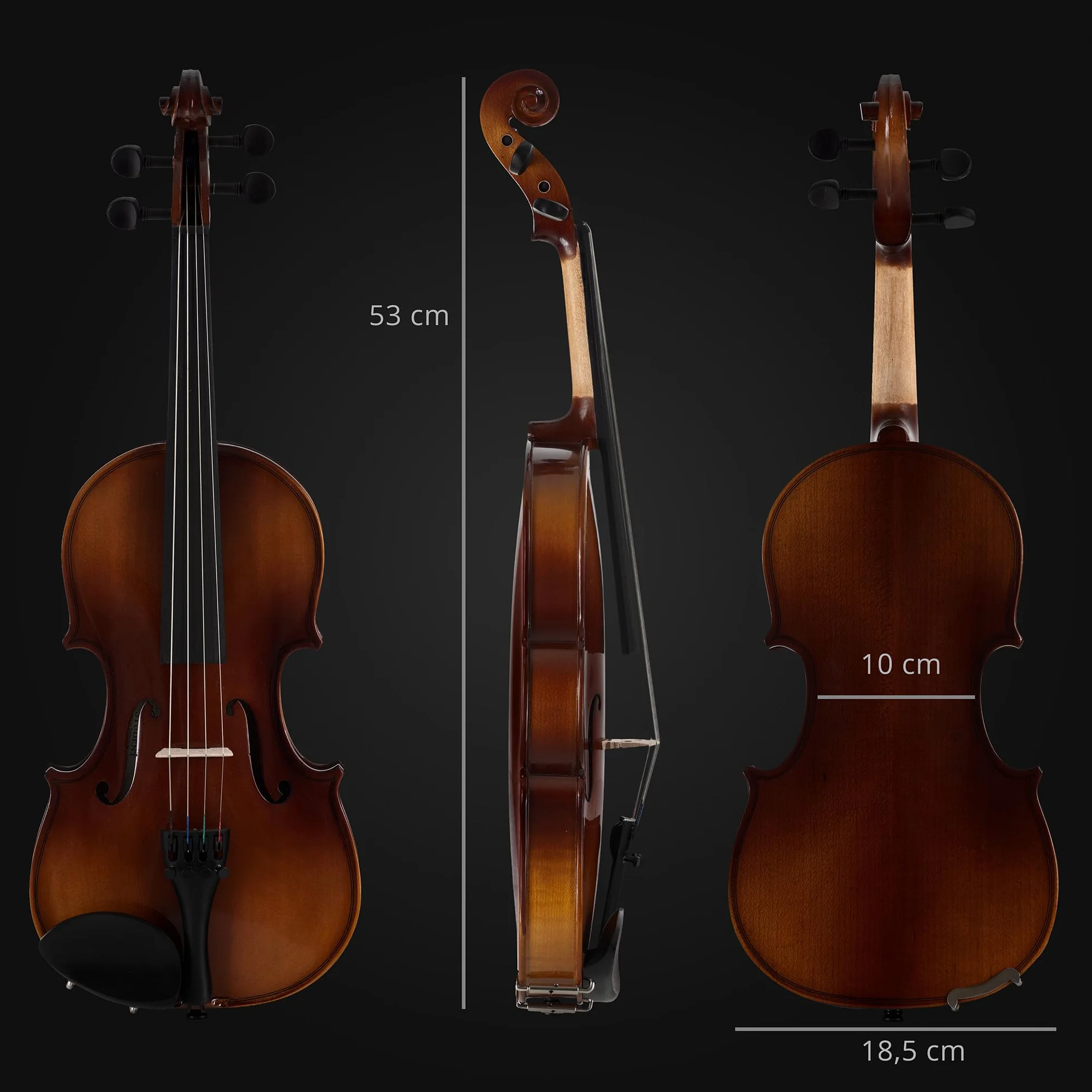 Set de Violín Classic Cantabile Student 1/2 (Instrumento para principiantes/estudiantes, violín, fondo y aros de arce, tapa maciza de abeto, puente de arce, incluye estuche, arco y colofonia)