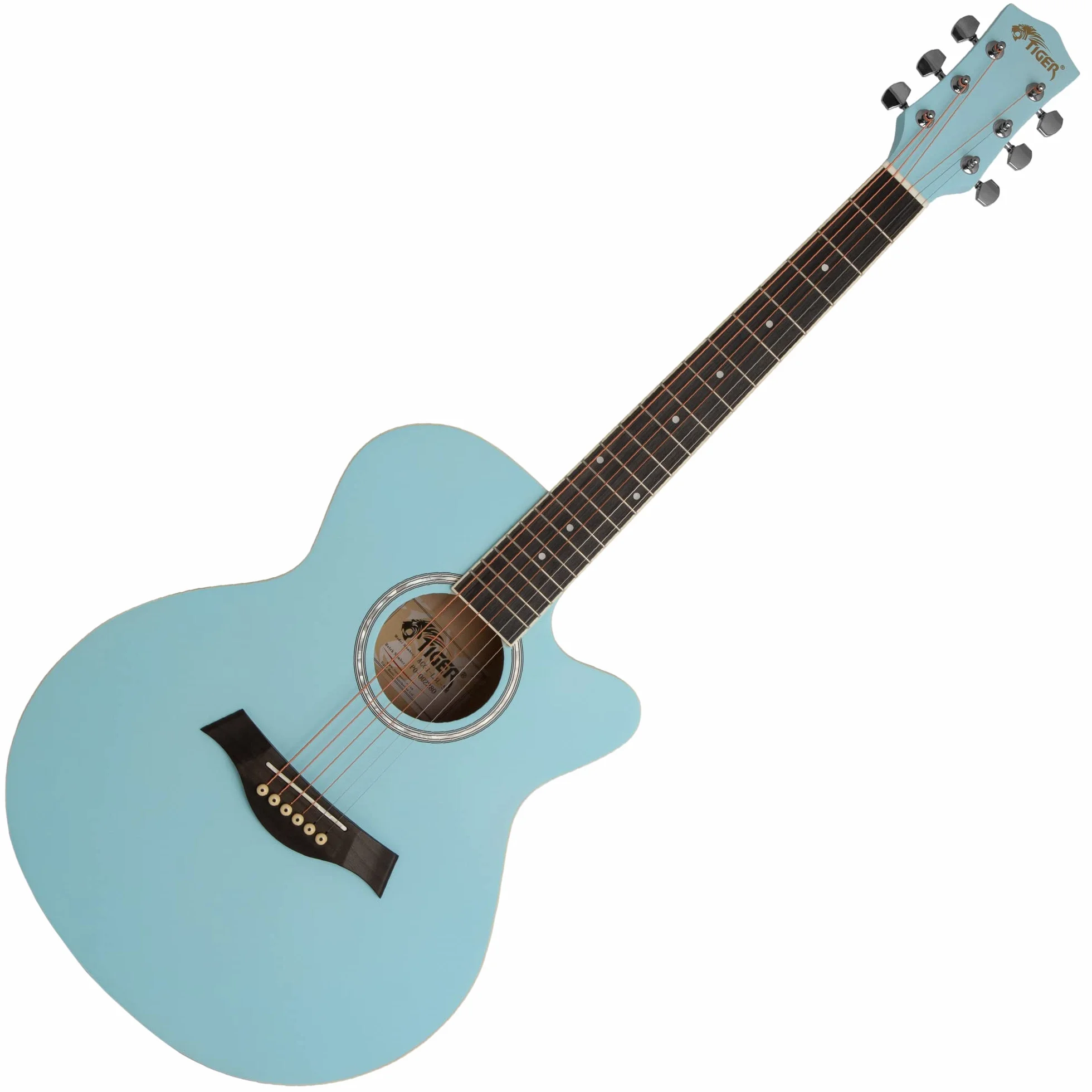 TIGER ACG1-LBL-SM Acoustic Steel String Guitar - Matte Baby Blue - Full Size Small Body Parlour Guitar for Ages 12+ Now Including 6 Months Free Lessons
