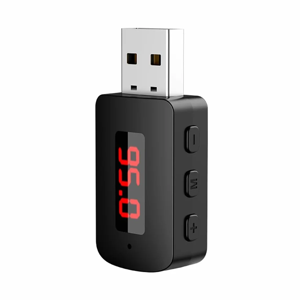 coche Bluetooth 5.4 adaptador FM USB transmisor receptor manos libres pantalla LED auto audio