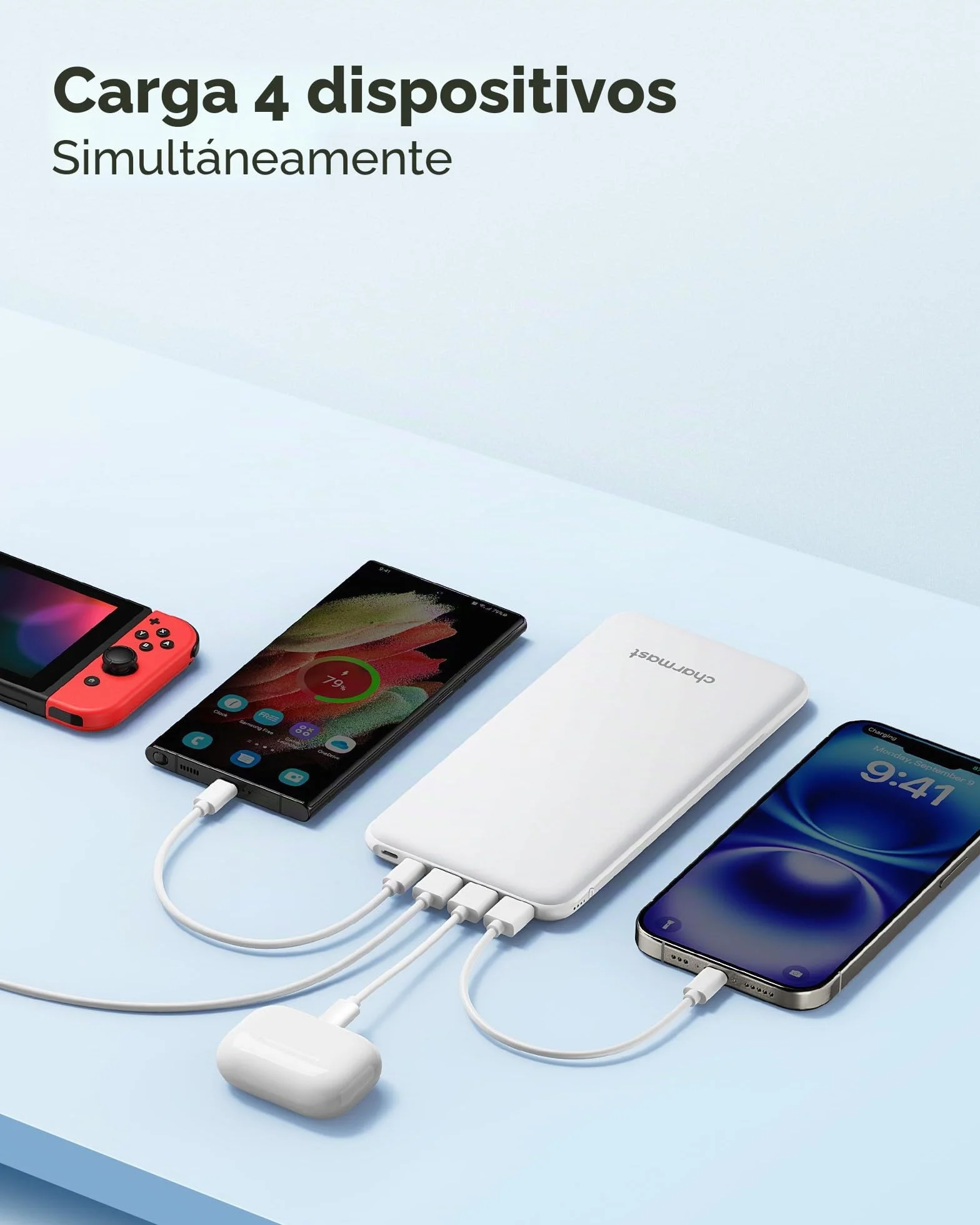 Power Bank 26800mAh Batería Externa USB C Carga Rápida 4 Puertos Compatible Phone 13/12 Samsung