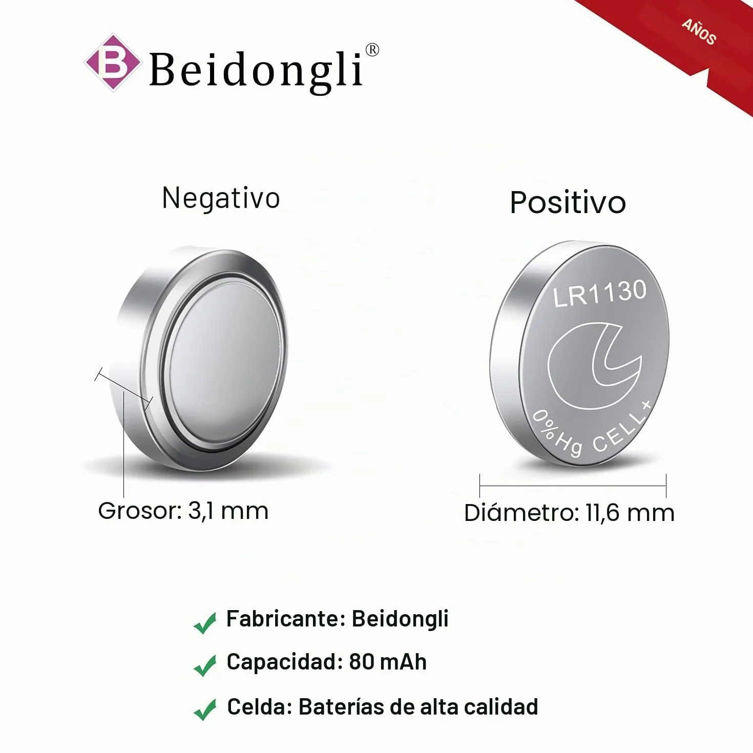 Pilas de botón LR1130 AG10 1,5 V alcalina 20 Unidades LR54
