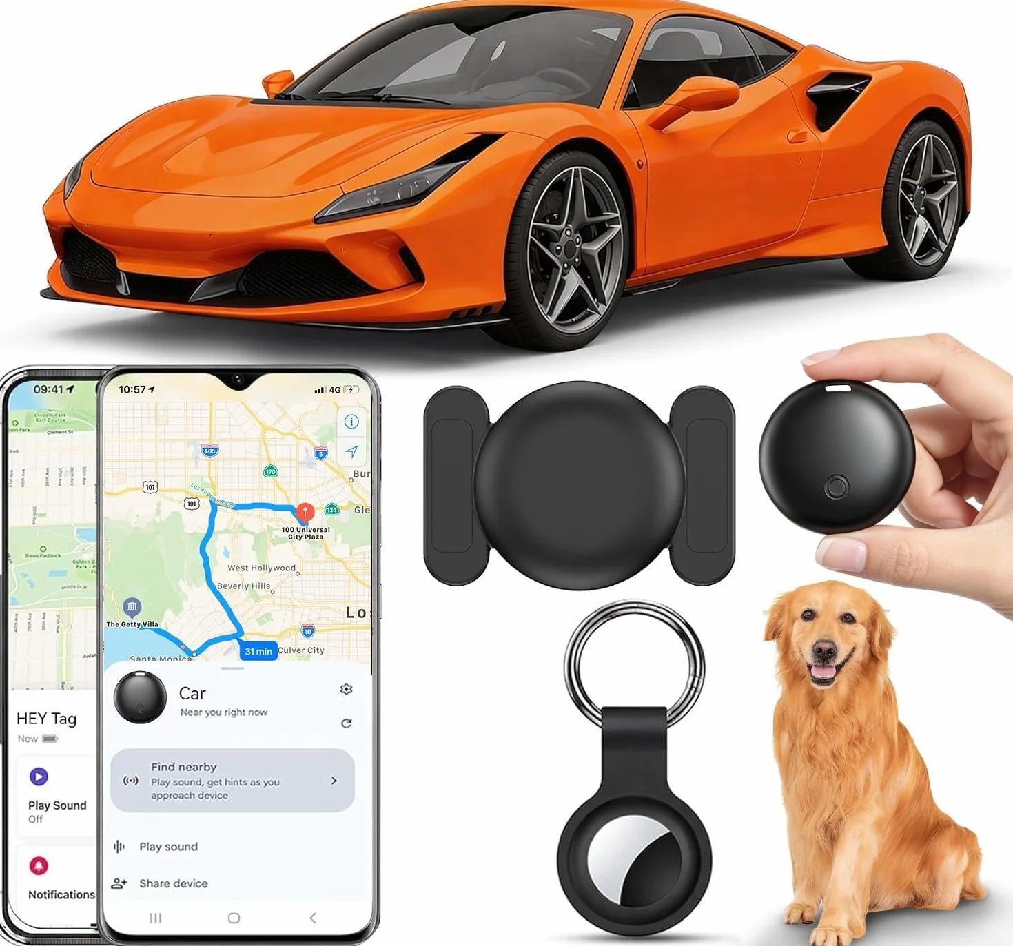 GPS Coche Localizador, 2026 Nuevo Air Tracker Android y iOS Localizador GPS de Objetos Bluetooth Magnetismo Sin Tarjeta SIM ni Suscripción Invisibilidad Tracker Rastreador Oculto para Coches/Bicicleta