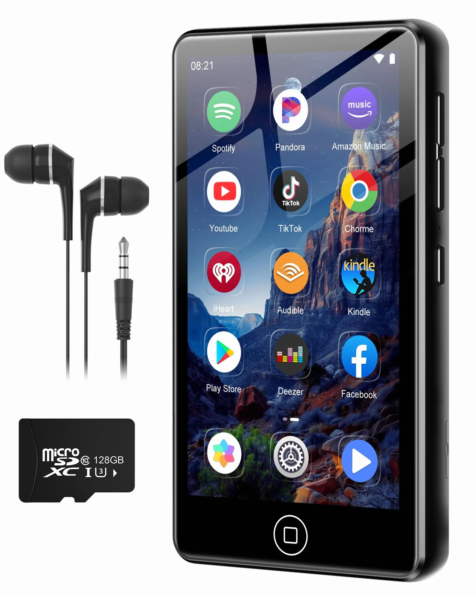Reproductor MP3 Spotify con Bluetooth y WiFi, AGXOV Reproductor de Musica con Pantalla Táctil de 4,02 Pulgadas, 144 GB Reproductor MP4 Portátil Compatible con Audible, Deezer, Play Store, Negro
